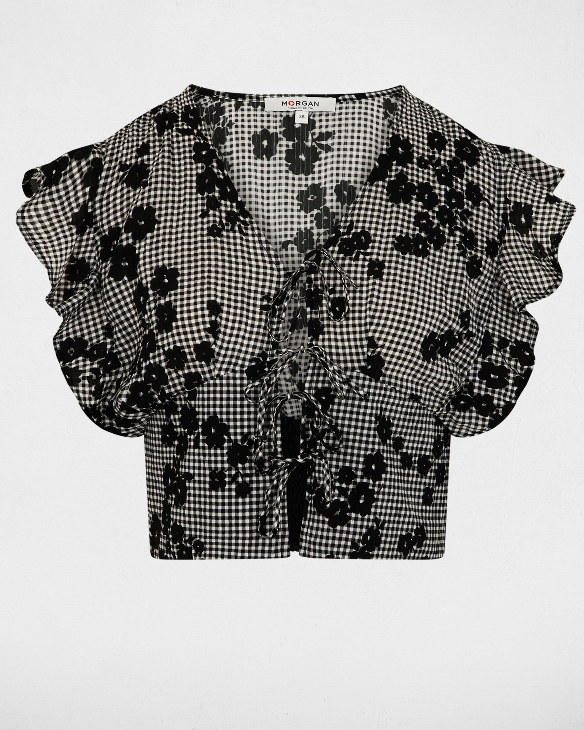 Camisa de mujer estampada con escote pico - Morgan - Multicolor Multicolor-5