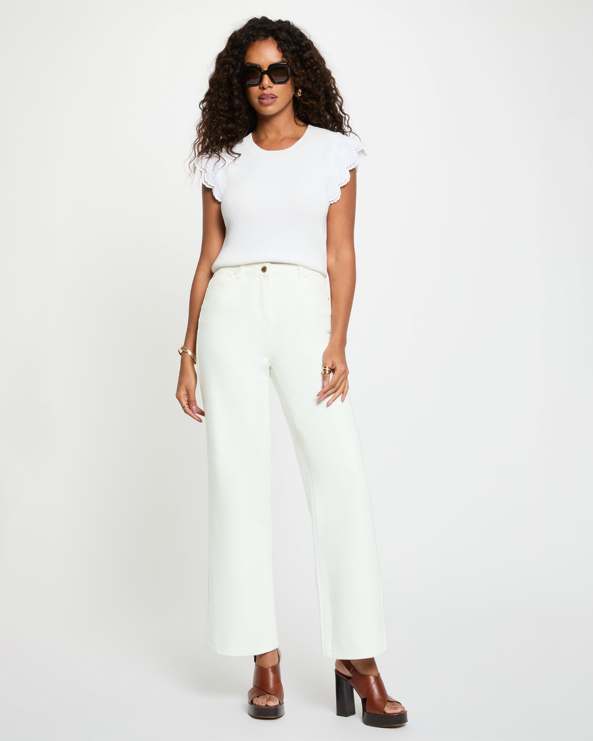 Top de mujer en punto fino efecto encaje - Morgan - Blanco Blanco-3