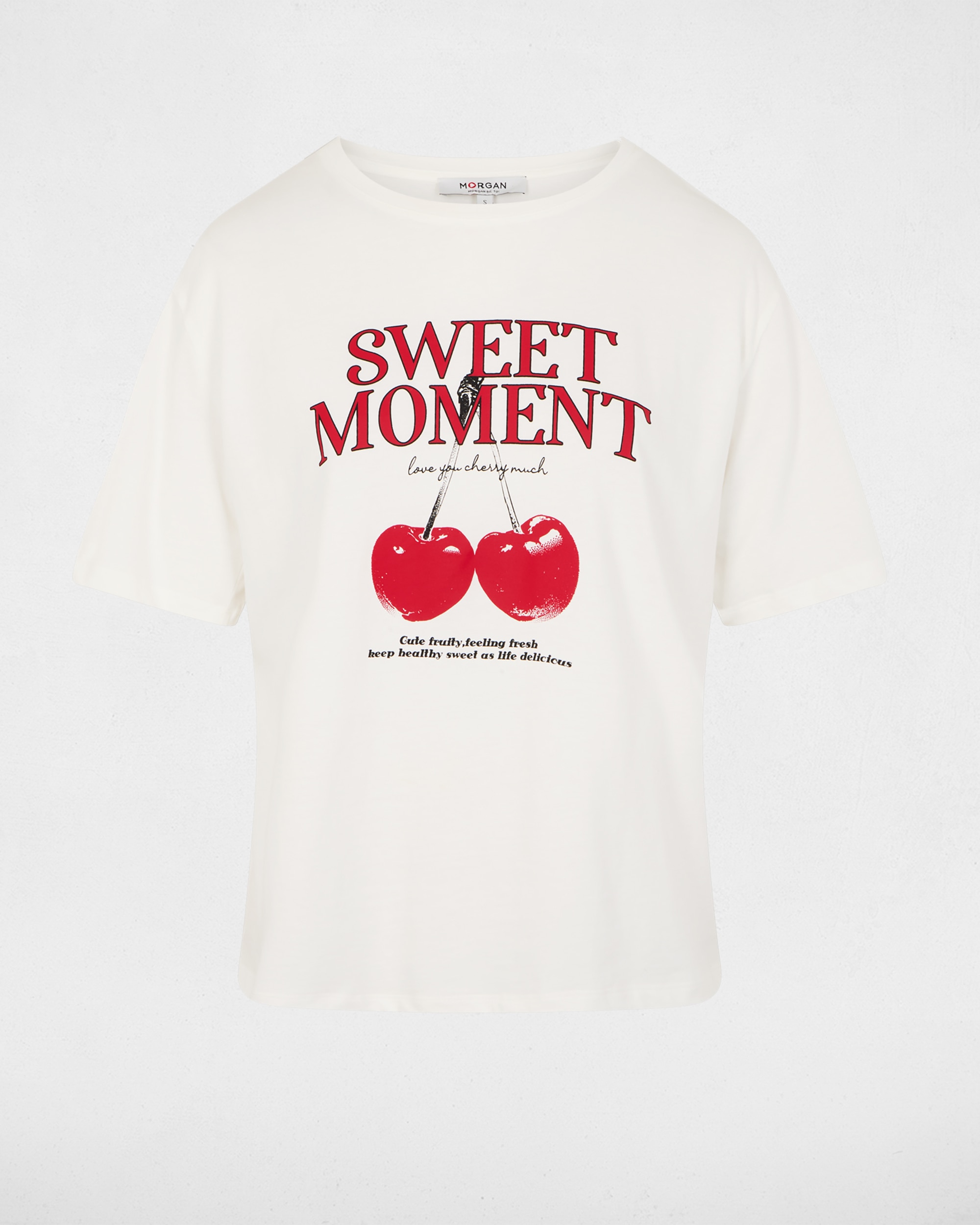 Camiseta de mujer estampada cuello redondo - Morgan - Blanco Blanco-5