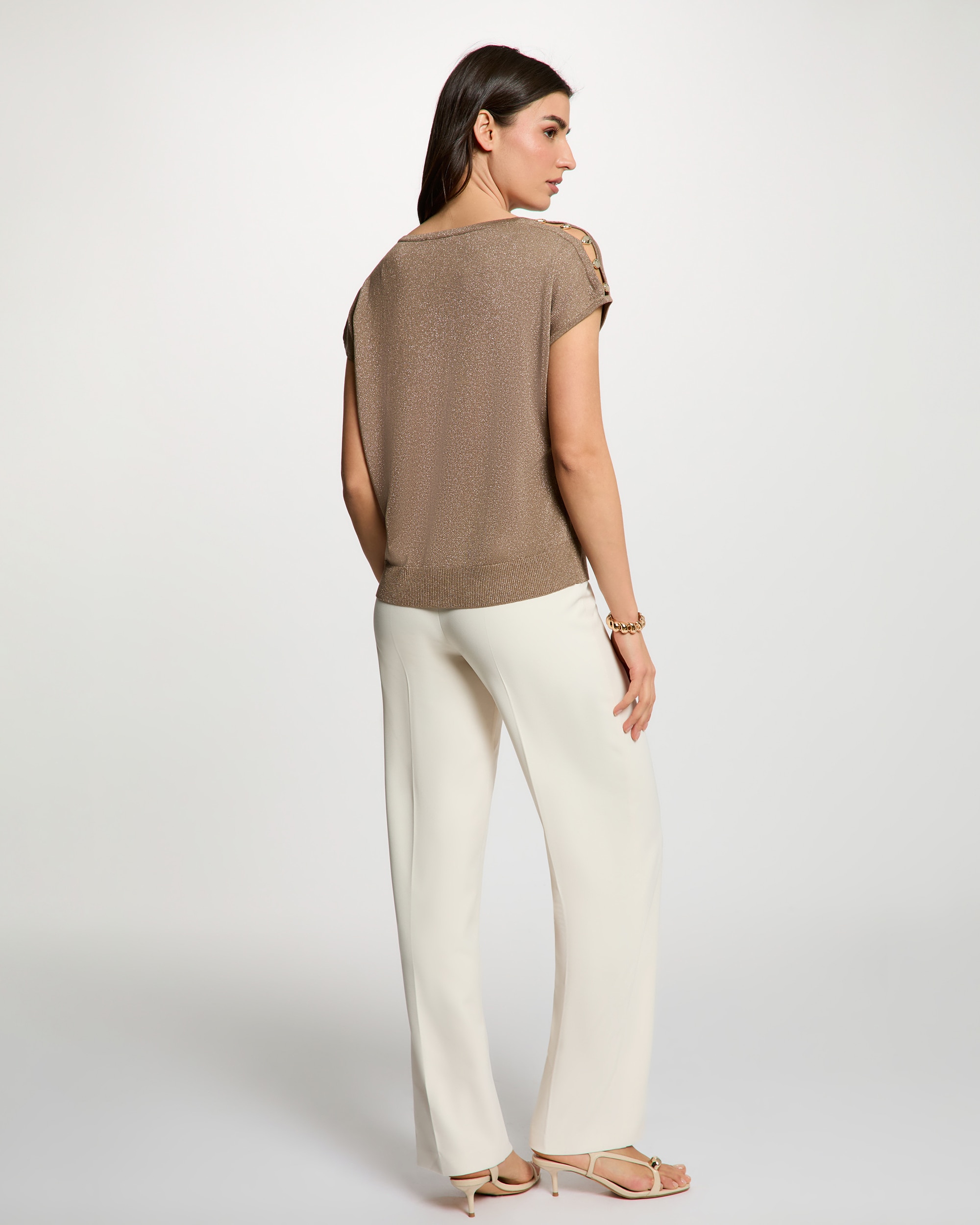 Camiseta de mujer oversize con escote pico - Morgan - Marrón Marrón-2