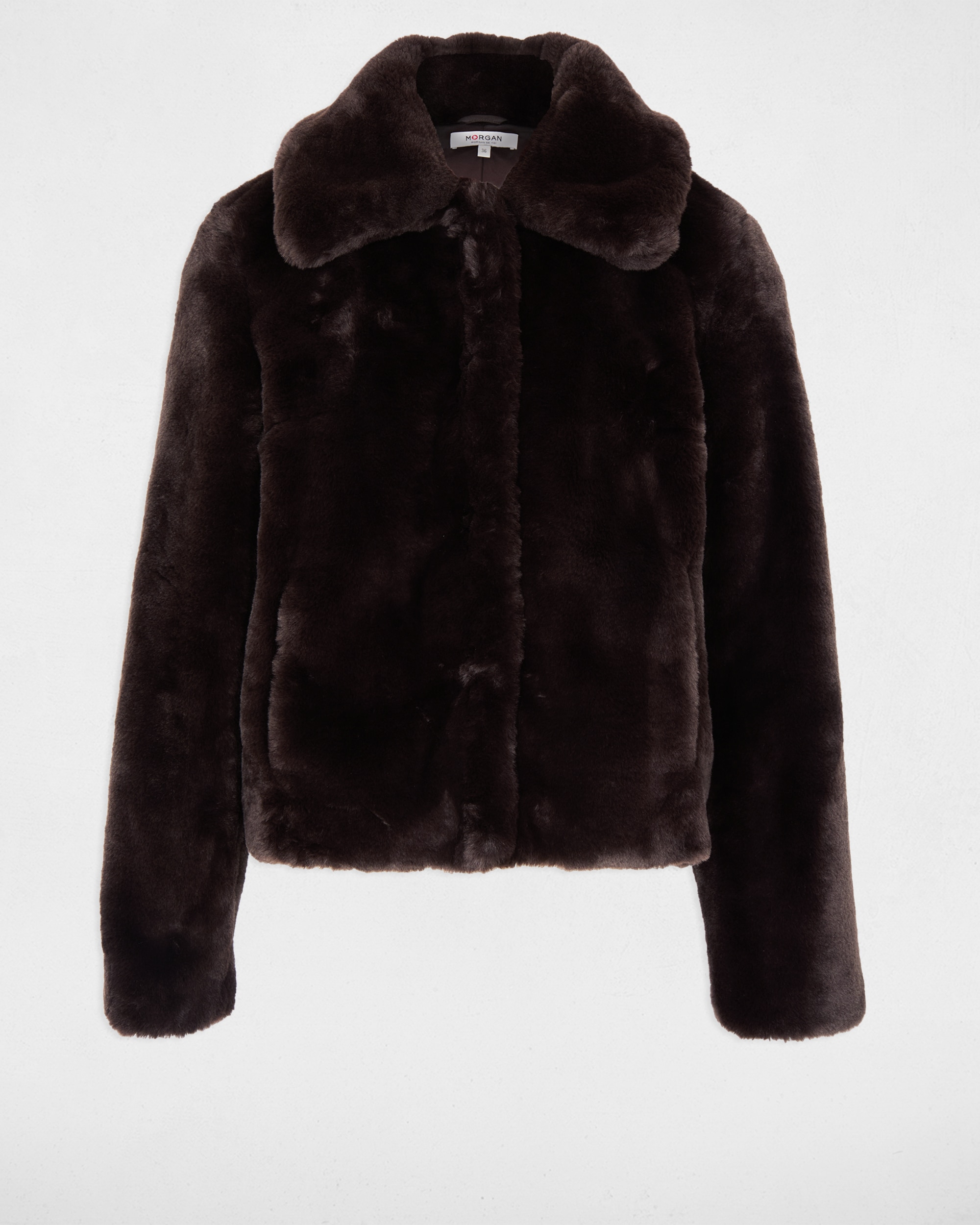 Chaqueta de mujer corta de pelo sintético - Morgan - Marrón Marrón-5