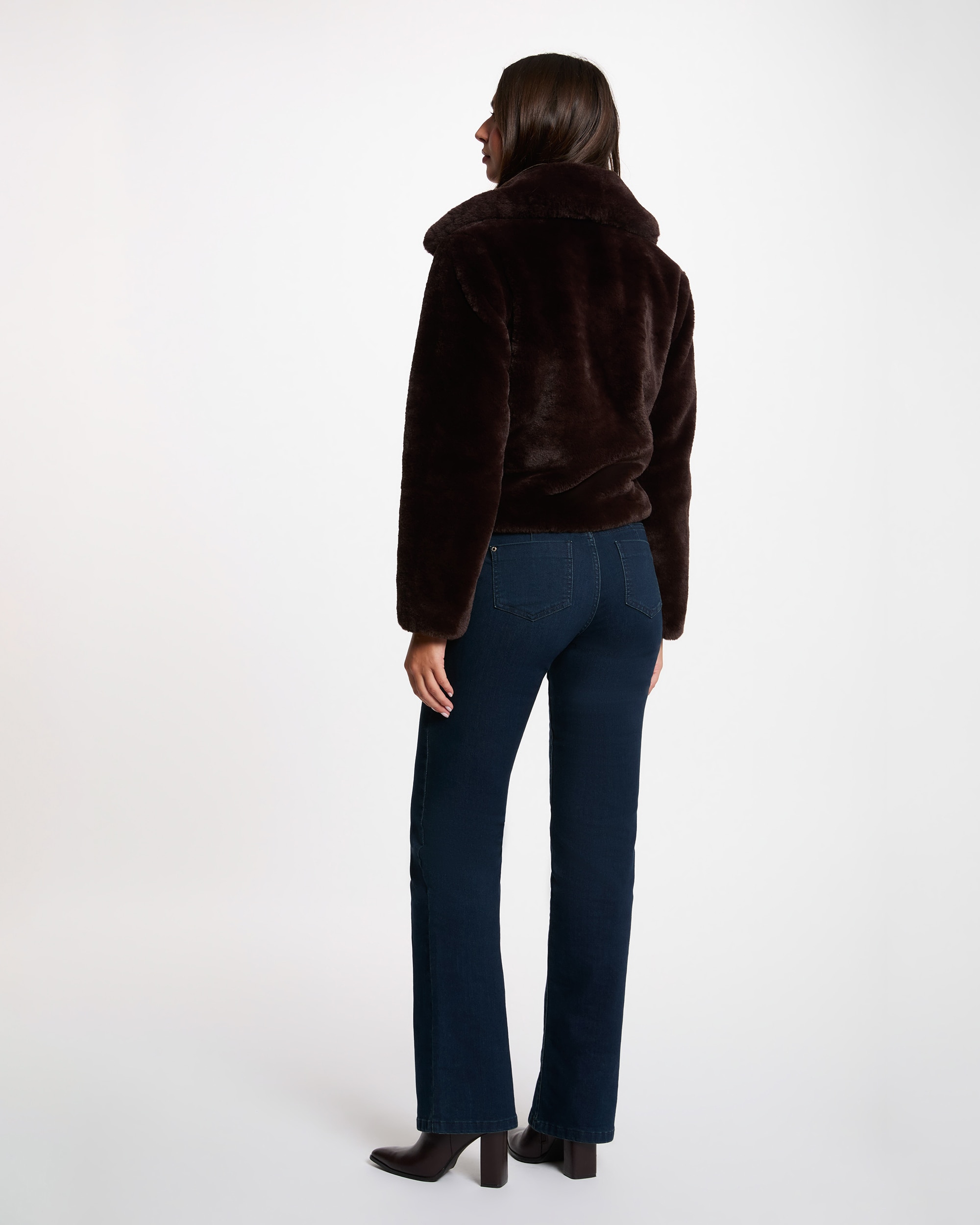 Chaqueta de mujer corta de pelo sintético - Morgan - Marrón Marrón-2