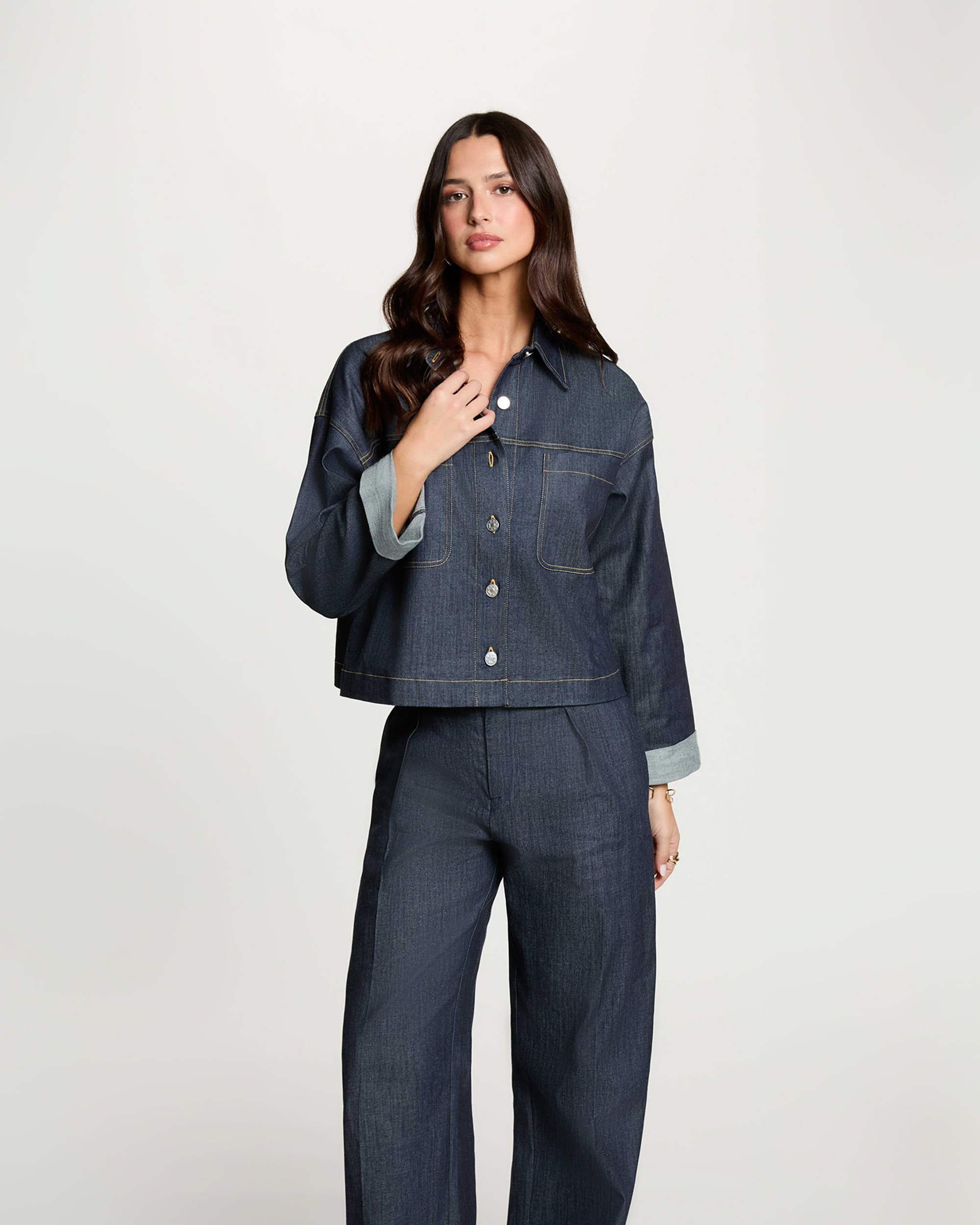 Blazer de mujer con cuello camisero - Morgan - Azul denim Azul denim-1