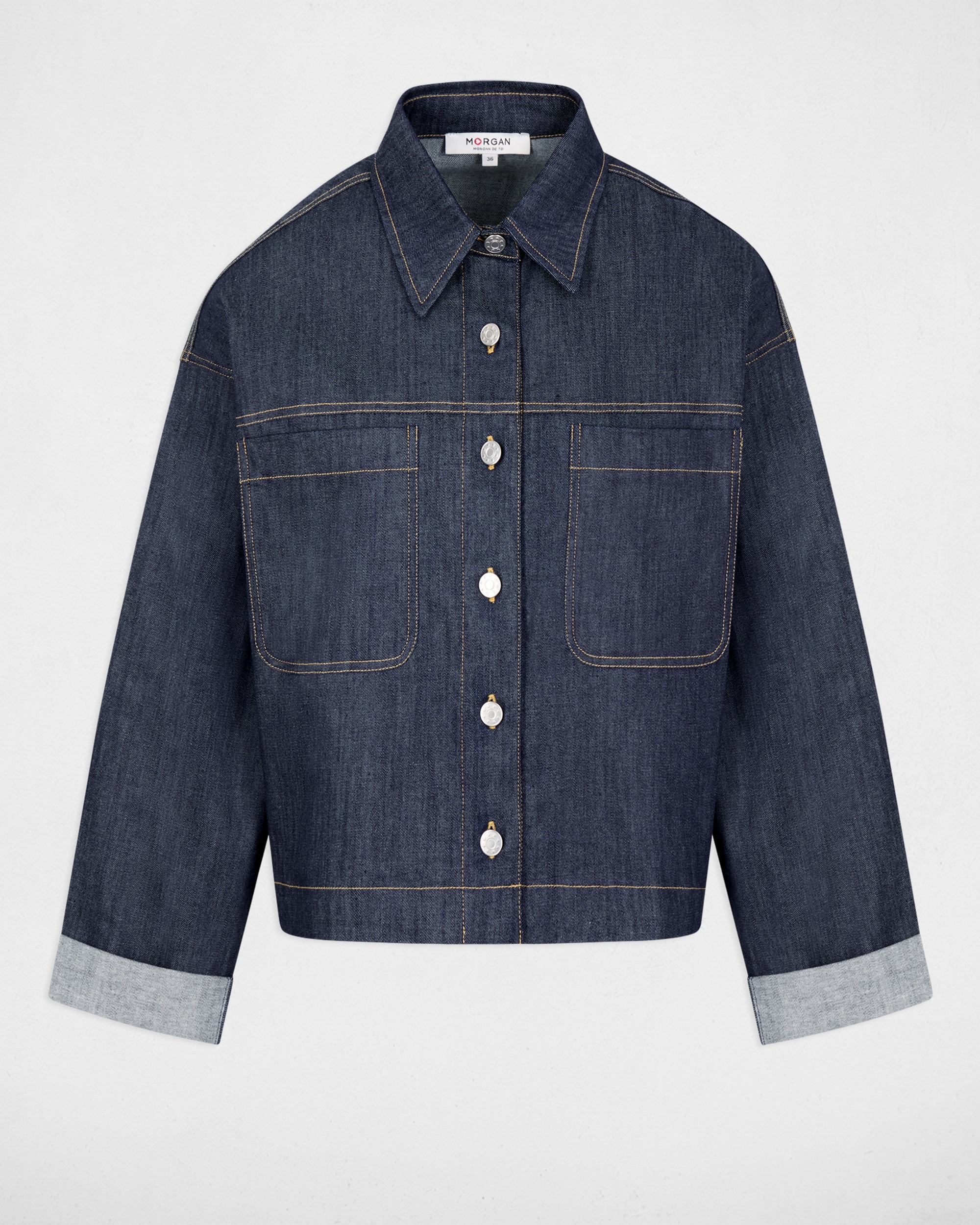 Blazer de mujer con cuello camisero - Morgan - Azul denim Azul denim-5