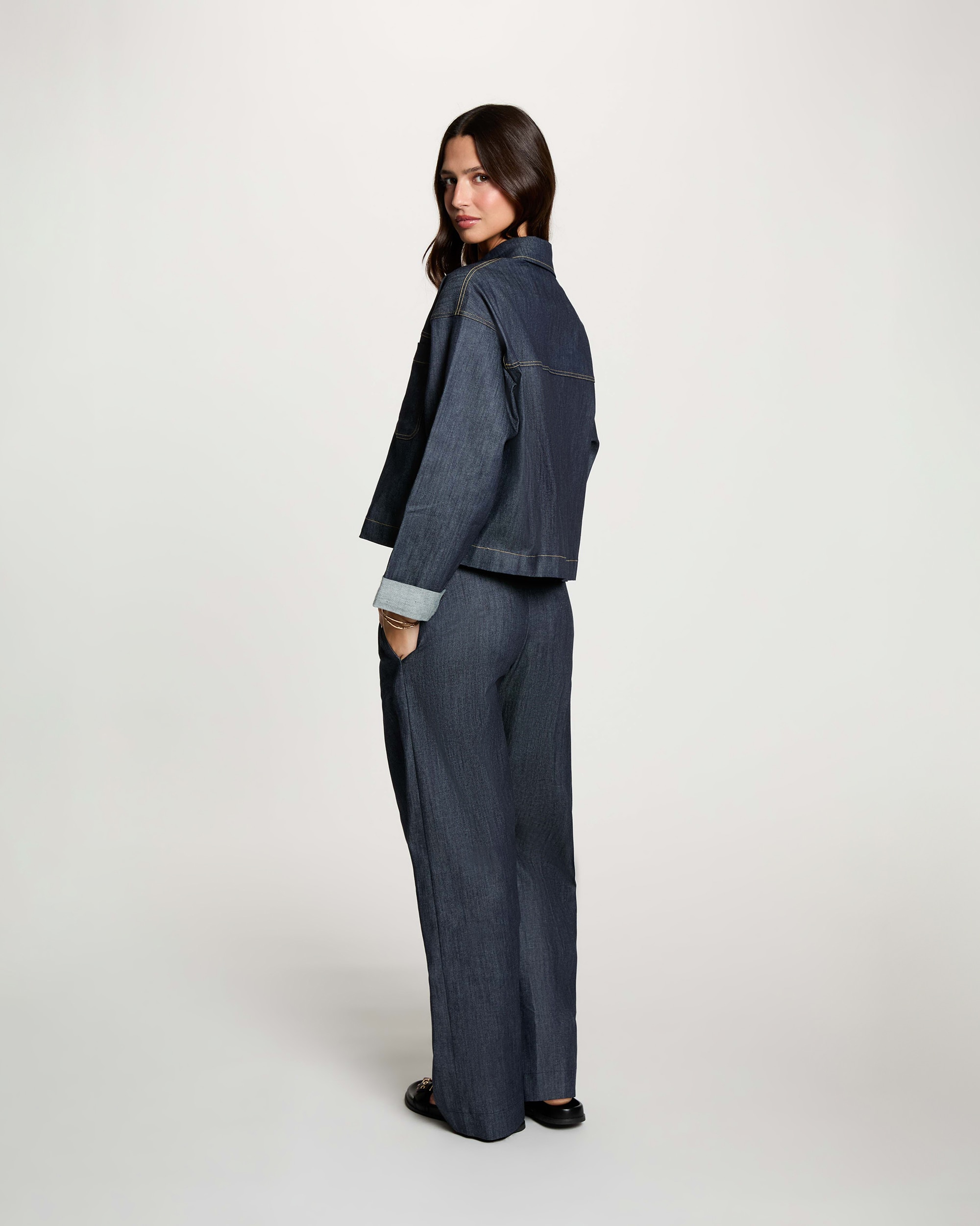 Blazer de mujer con cuello camisero - Morgan - Azul denim Azul denim-2
