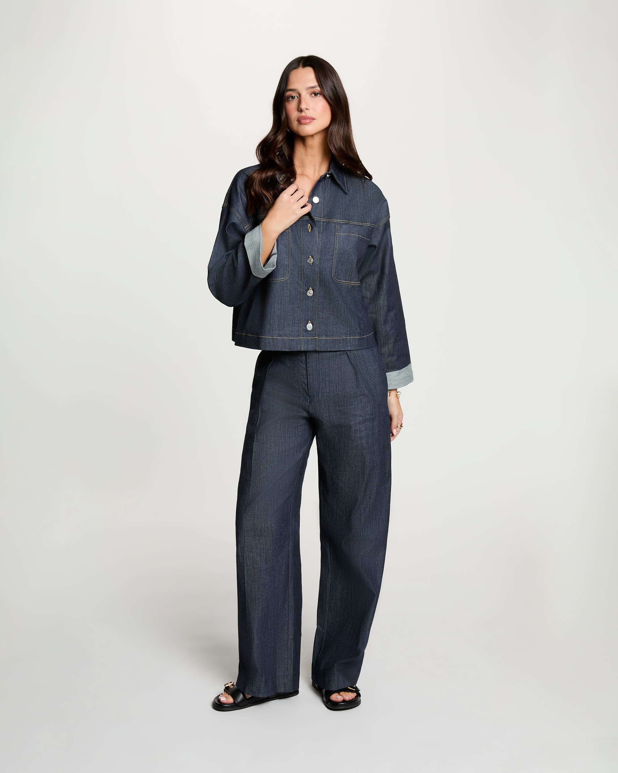 Blazer de mujer con cuello camisero - Morgan - Azul denim Azul denim-3