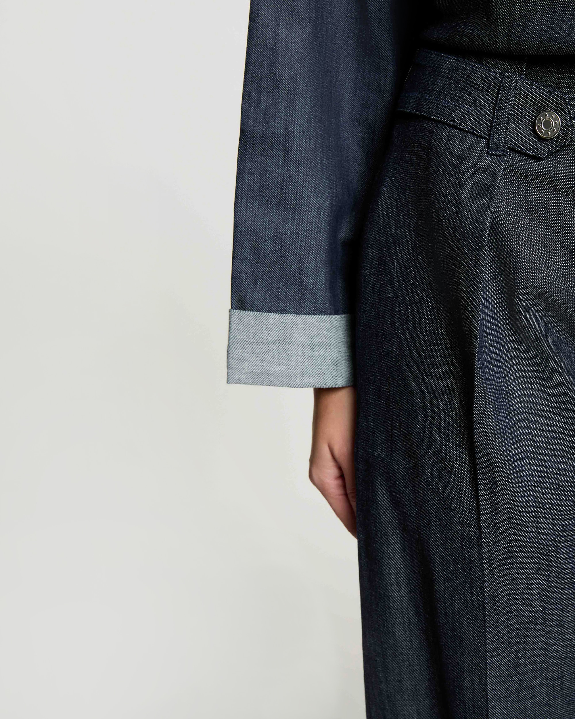 Pantalones anchos de mujer con pinzas - Morgan - Azul denim Azul denim-4