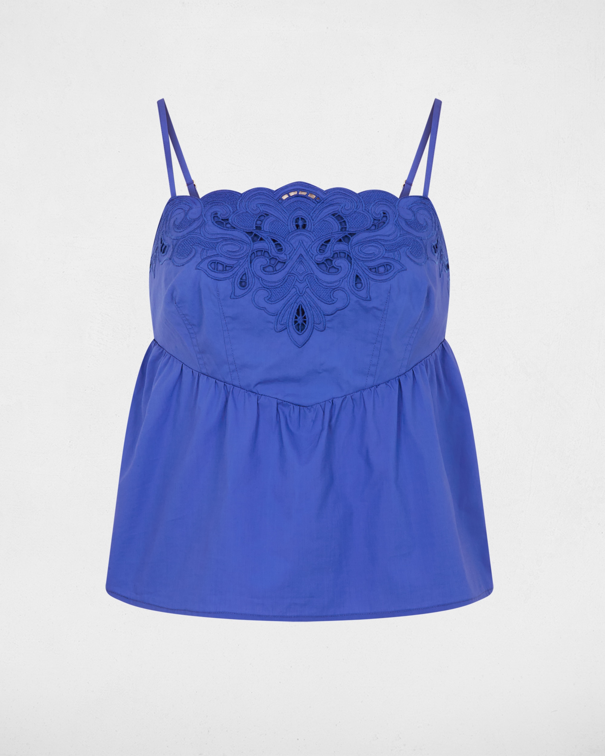 Top de mujer bordado tirantes finos - Morgan - Azul Azul-5