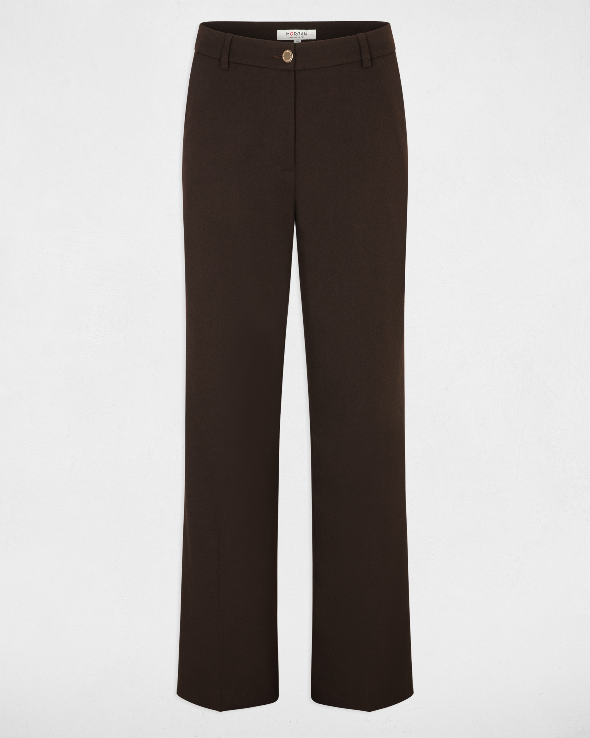 Pantalones de vestir de mujer de tiro alto - Morgan - Marrón oscuro Marrón oscuro-5