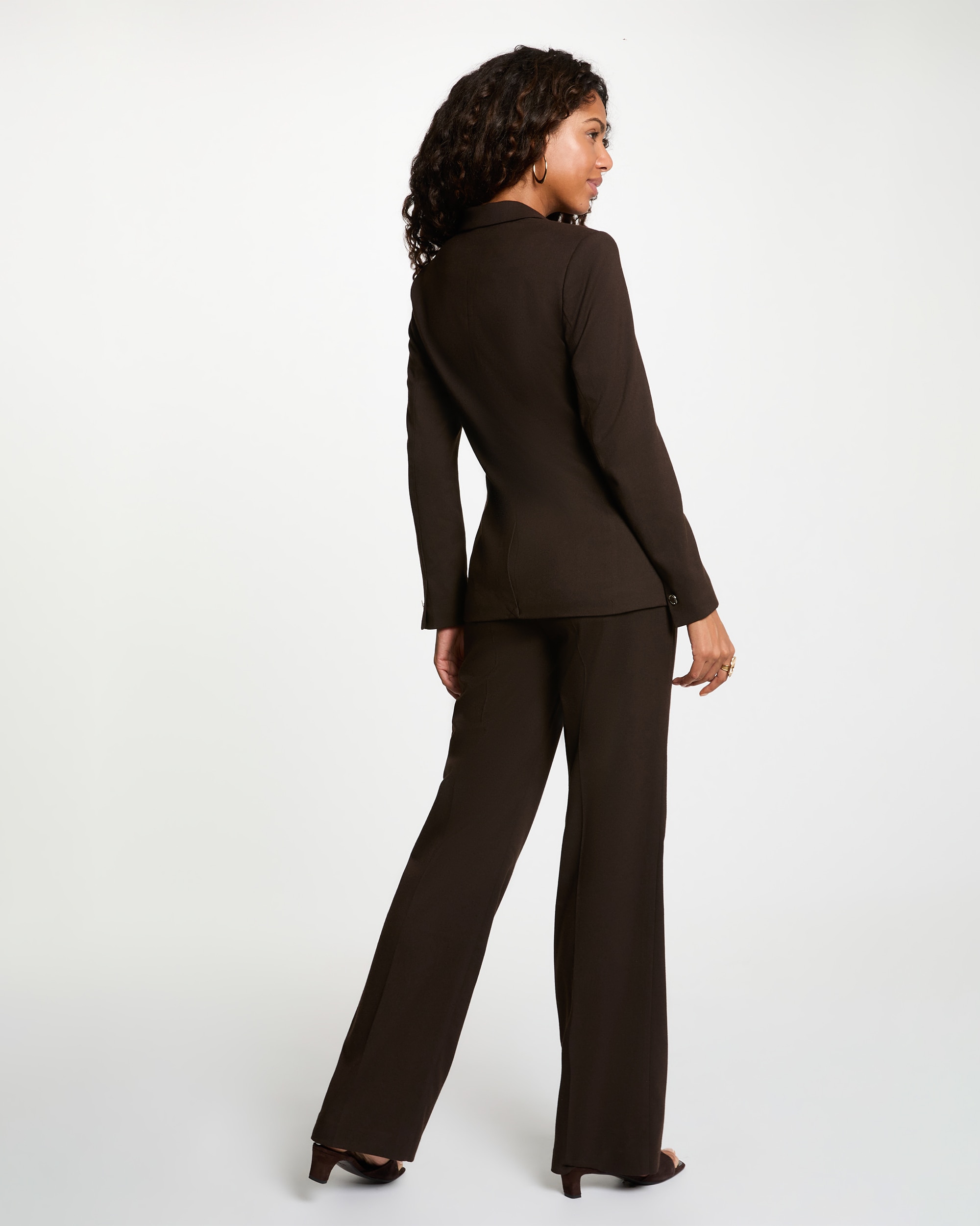 Pantalones de vestir de mujer de tiro alto - Morgan - Marrón oscuro Marrón oscuro-2