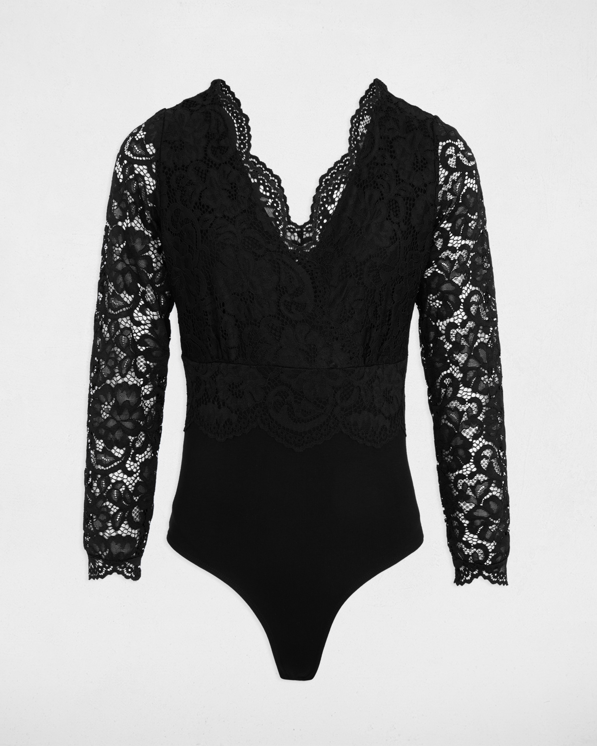 Blusa de mujer de encaje con body - Morgan - Negro Negro-5
