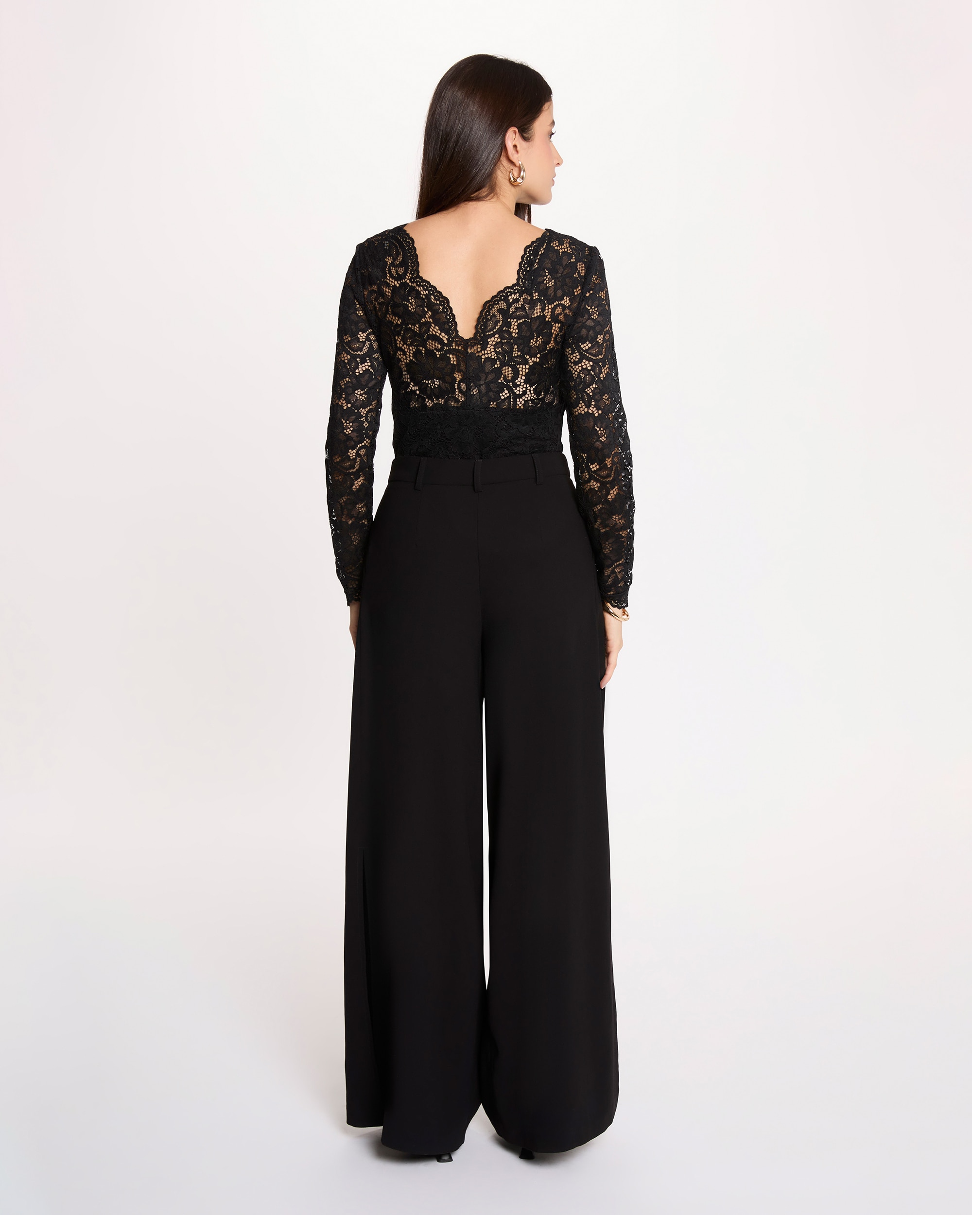 Blusa de mujer de encaje con body - Morgan - Negro Negro-2
