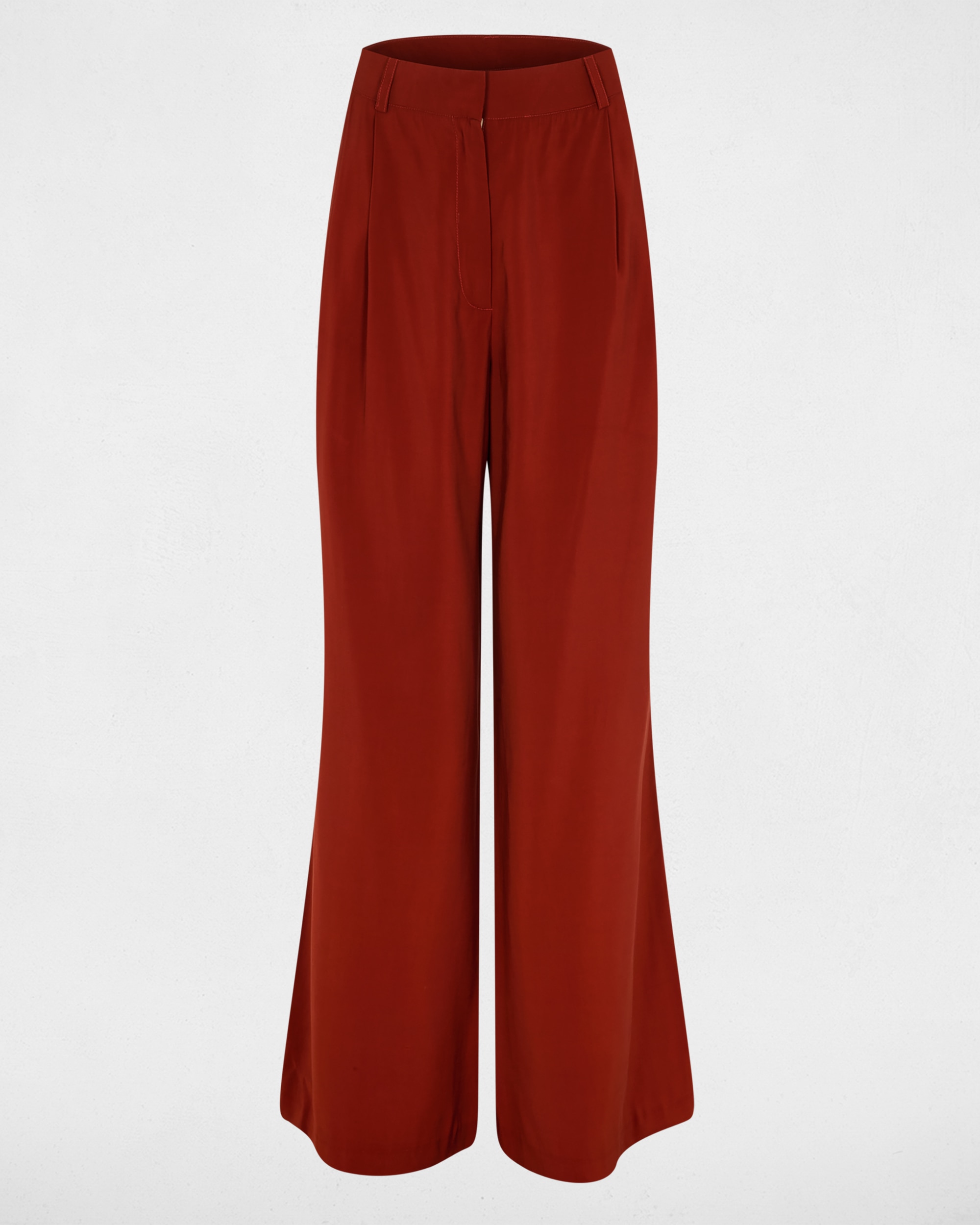 Pantalón de mujer ancho de tiro alto de antelina - Morgan - Marrón Marrón-2