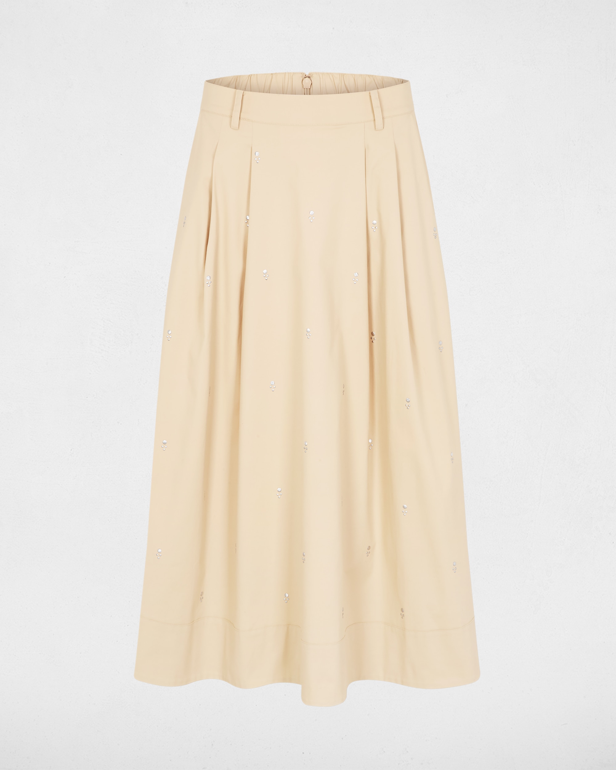 Falda larga de cintura alta con tachuelas - Morgan - Beige Beige-5