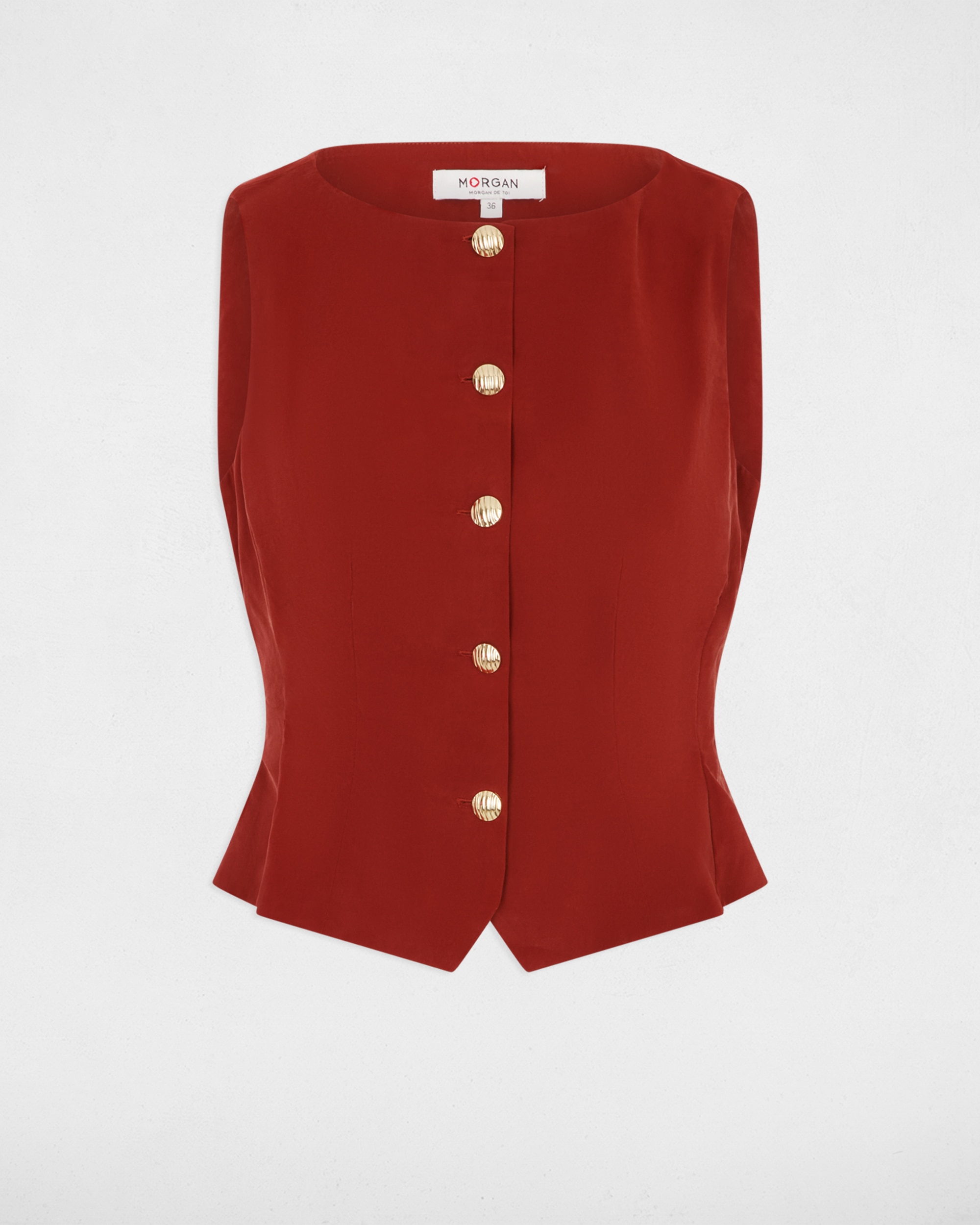 Camisa de mujer con cierre de botones - Morgan - Rojo Rojo-5