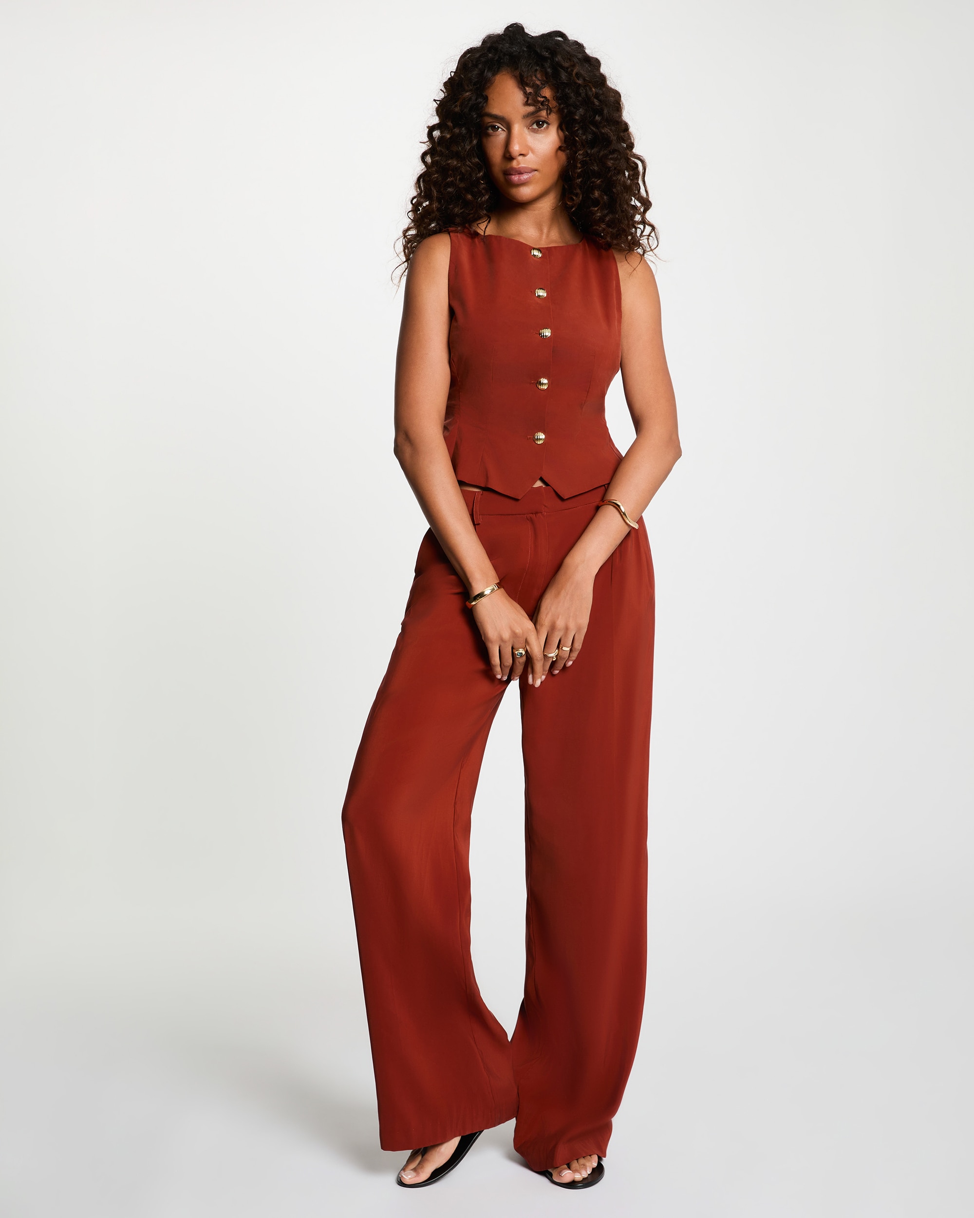 Camisa de mujer con cierre de botones - Morgan - Rojo Rojo-3