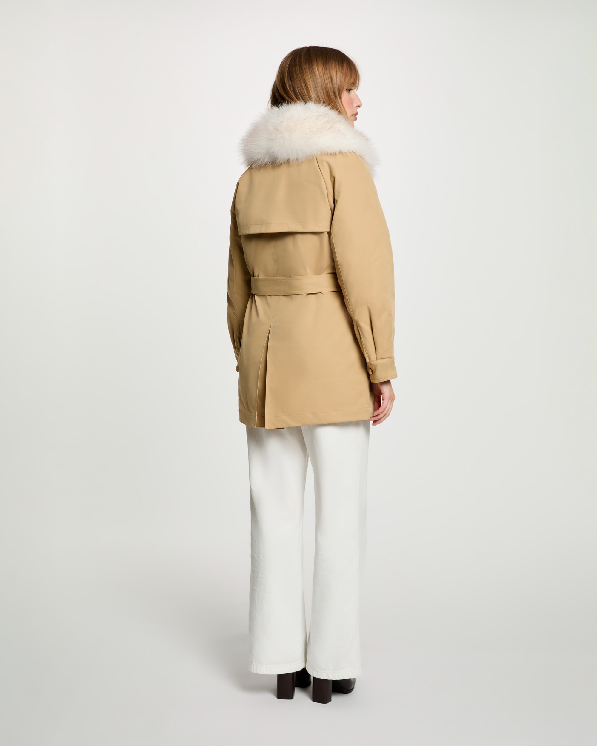 Parka de mujer con capucha de pelo - Morgan - Beige Beige-2