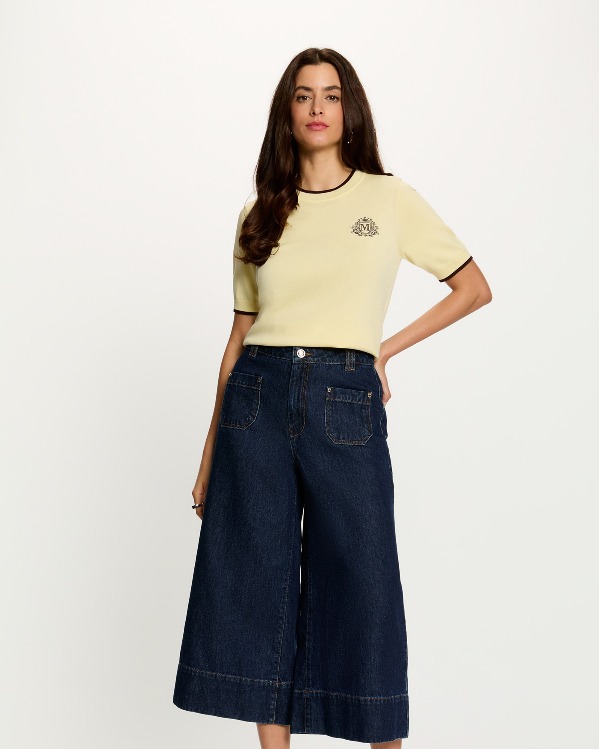 Camiseta de mujer en punto fino con manga corta - Morgan - Amarillo Amarillo-1
