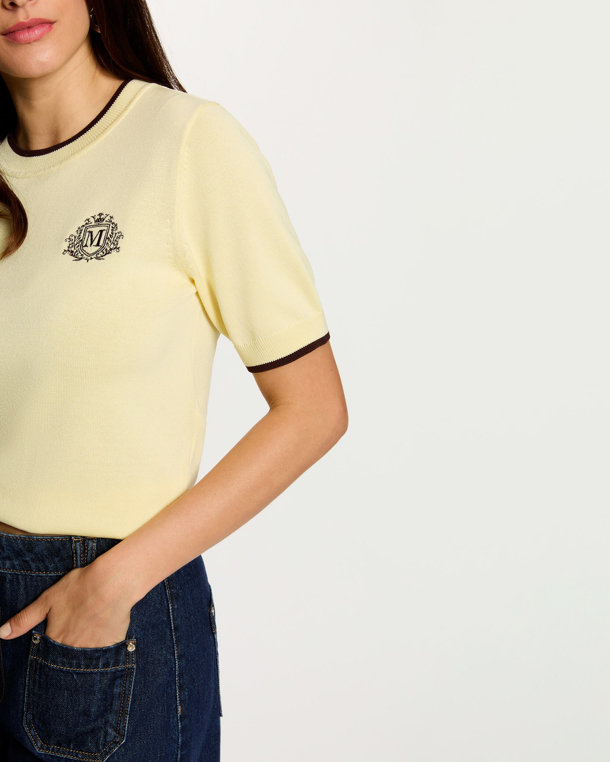 Camiseta de mujer en punto fino con manga corta - Morgan - Amarillo Amarillo-4