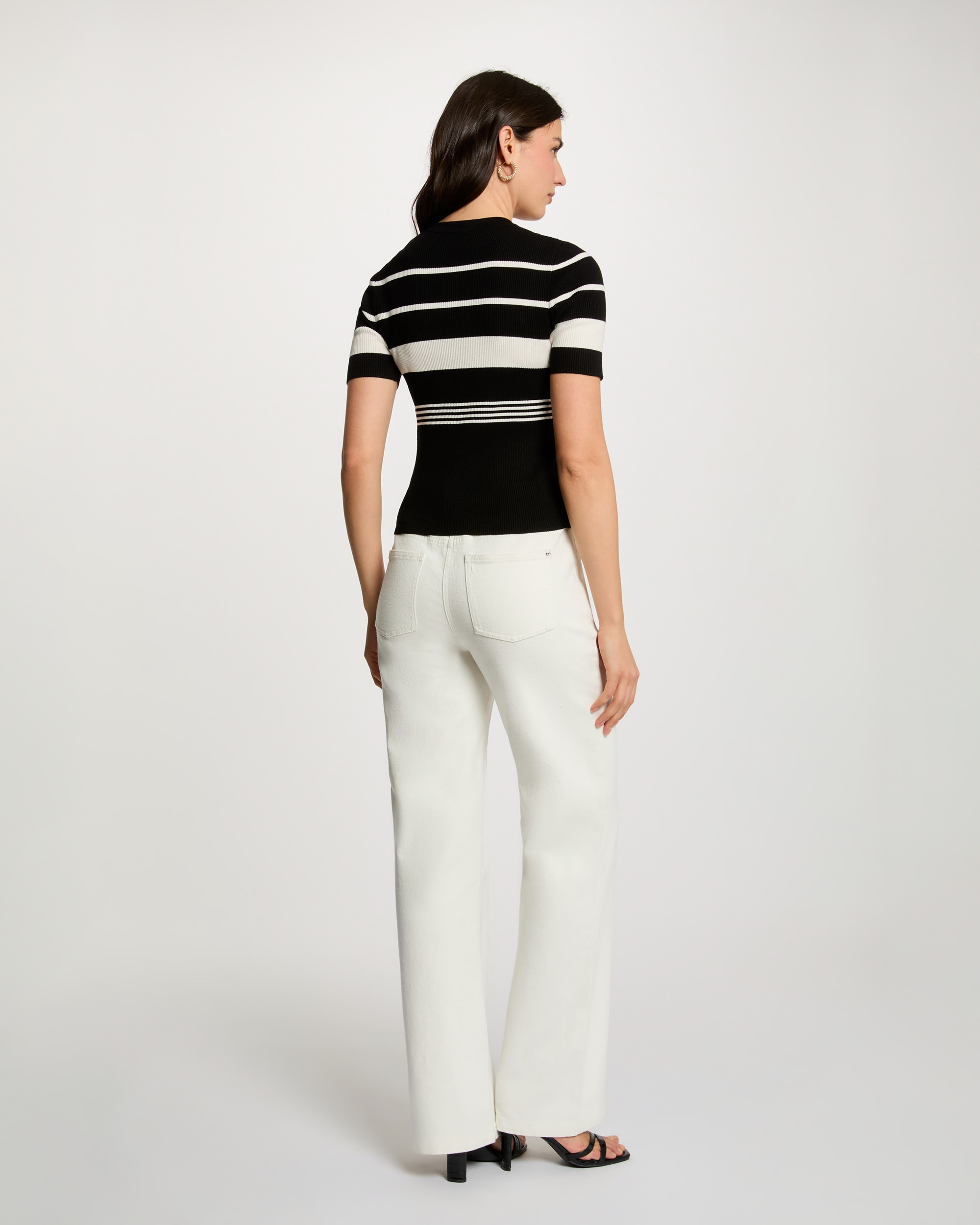 Jersey de mujer fino con escote pico - Morgan - Negro Negro-2