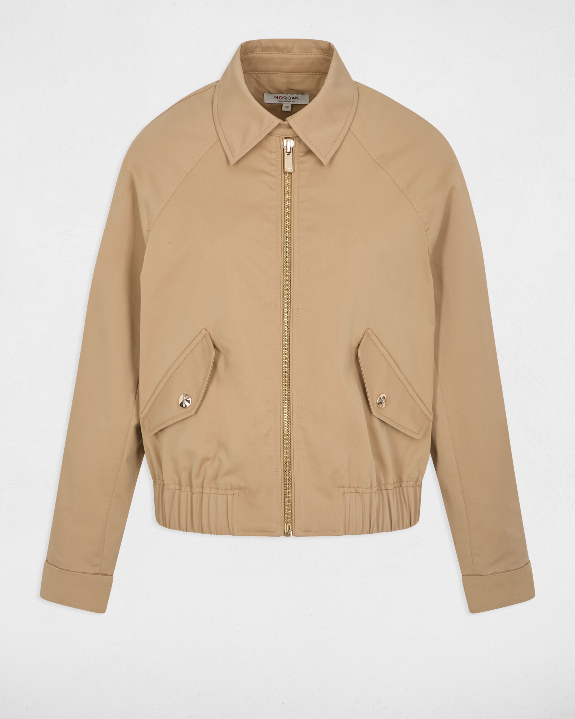 Chaqueta de mujer corta cuello abierto - Morgan - Beige Beige-5