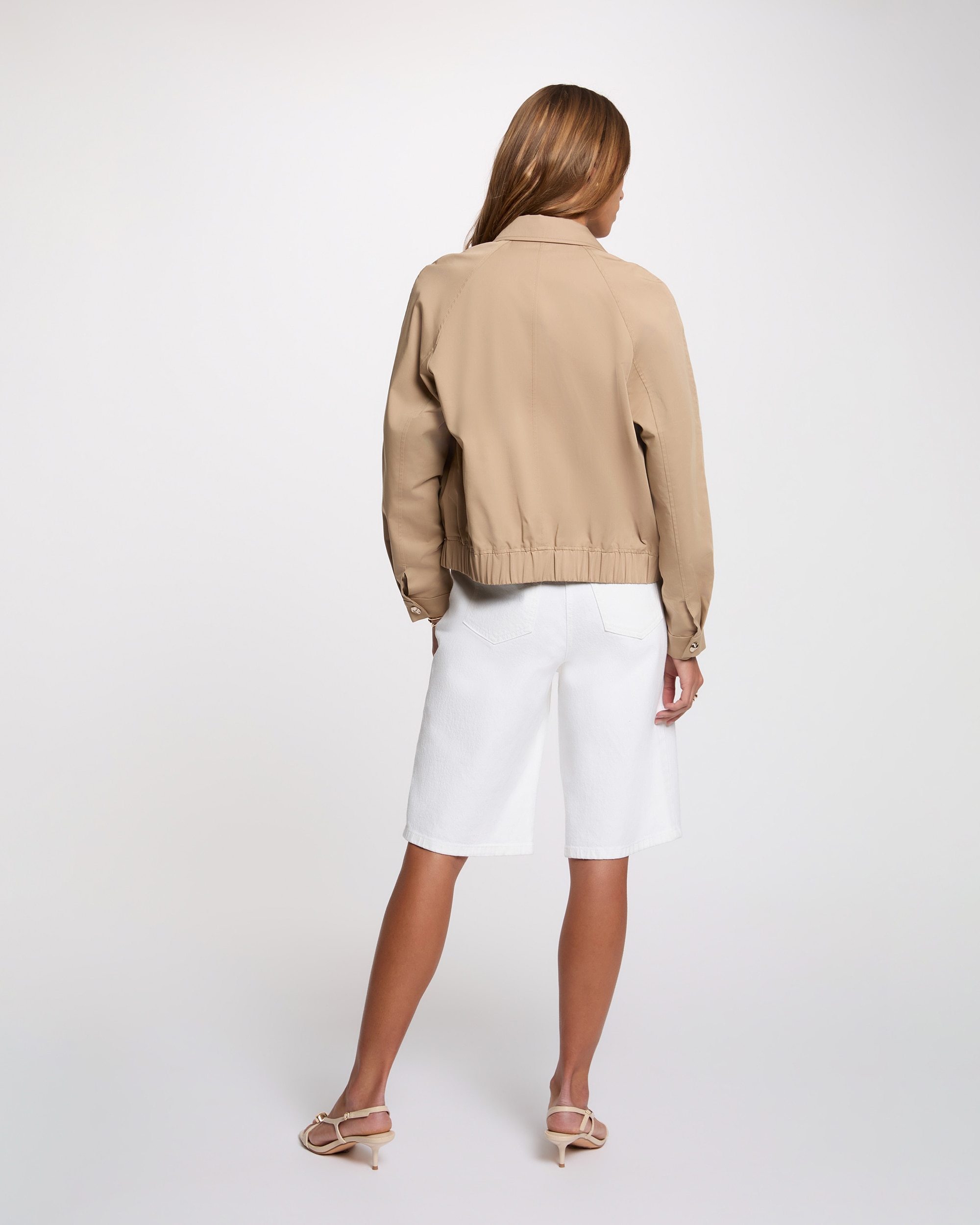 Chaqueta de mujer corta cuello abierto - Morgan - Beige Beige-2