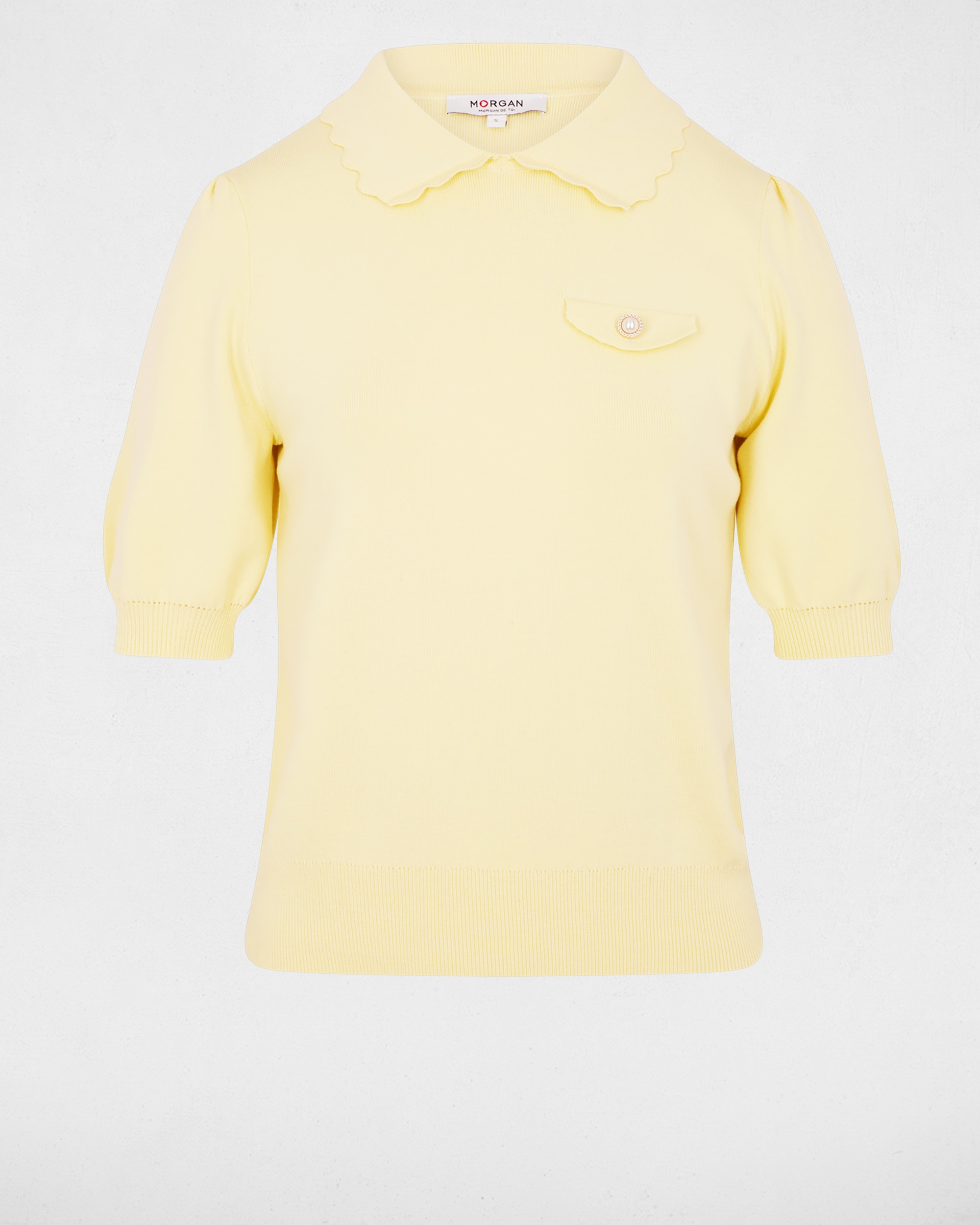 Jersey de mujer con mangas abullonadas y bolsillo - Morgan - Amarillo Amarillo-5
