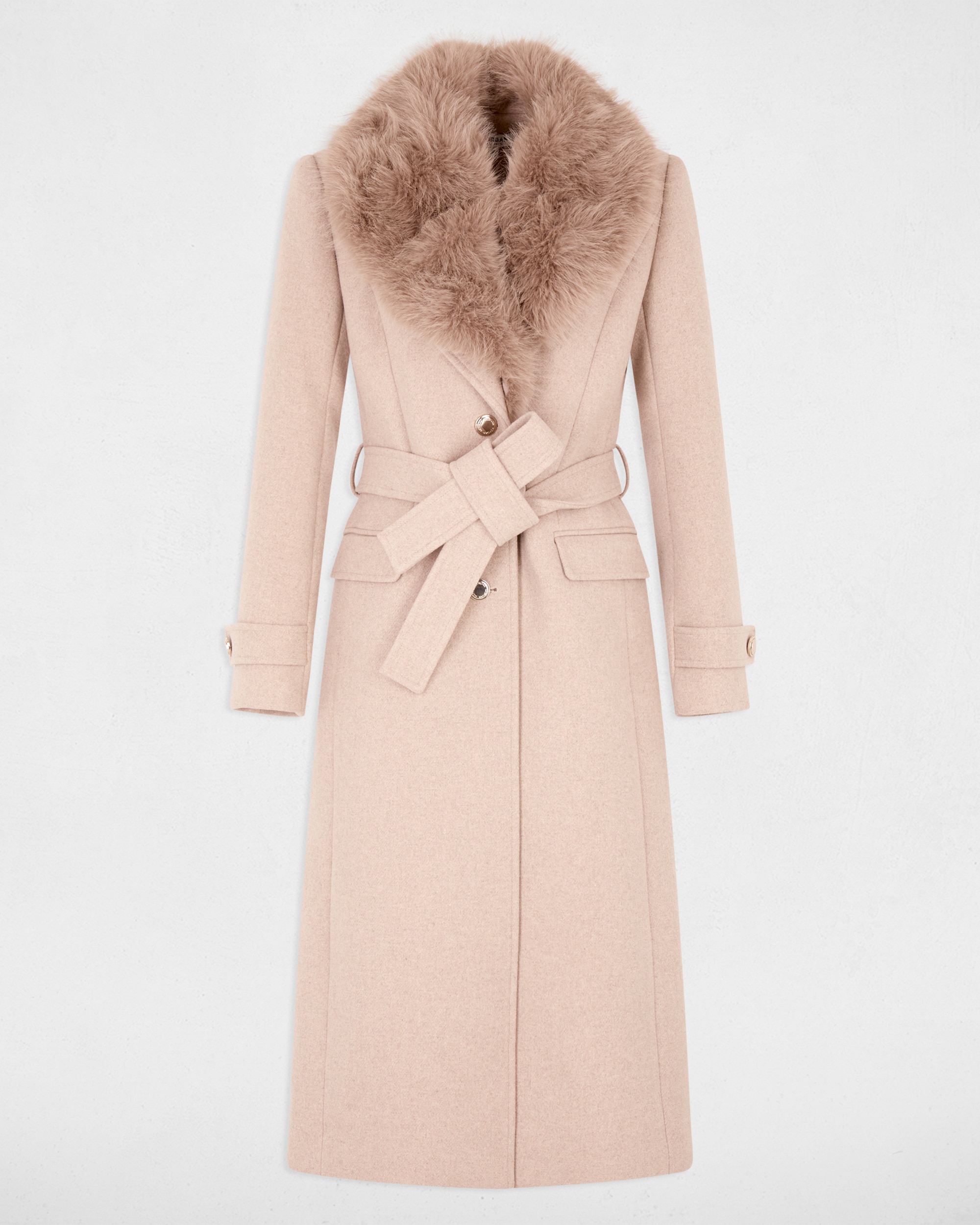 Abrigo de paño de mujer en lana - Morgan - Beige Beige-5