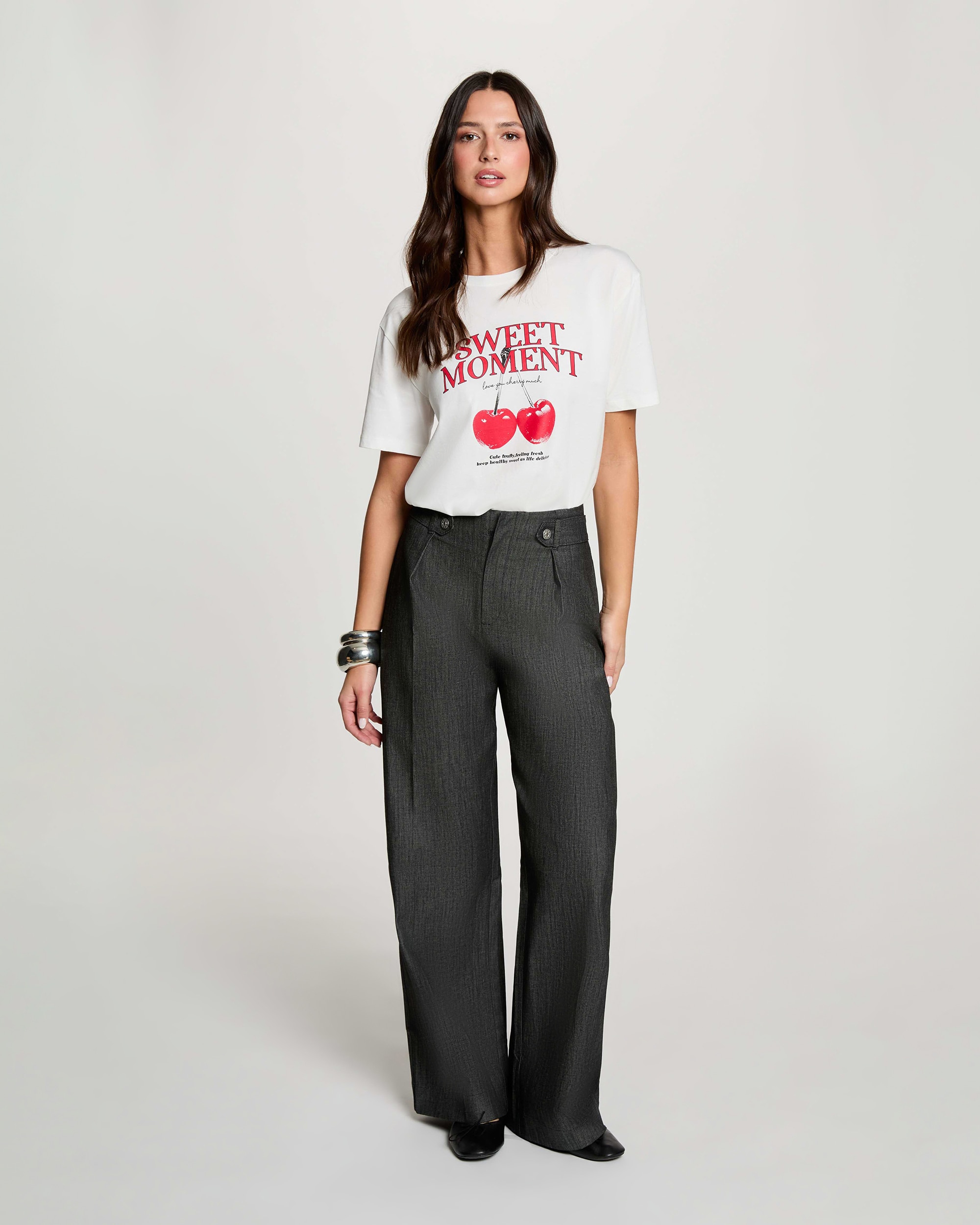 Pantalones anchos de mujer con pinzas - Morgan - Negro Negro-3