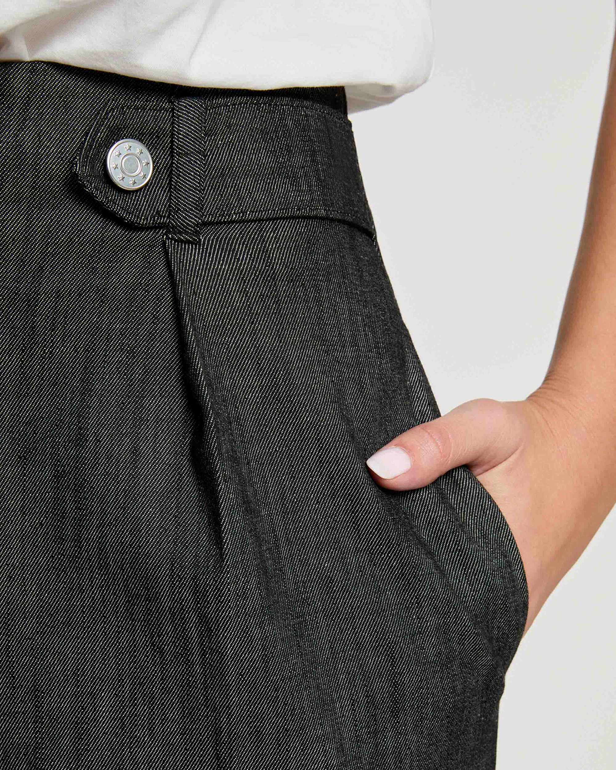 Pantalones anchos de mujer con pinzas - Morgan - Negro Negro-4