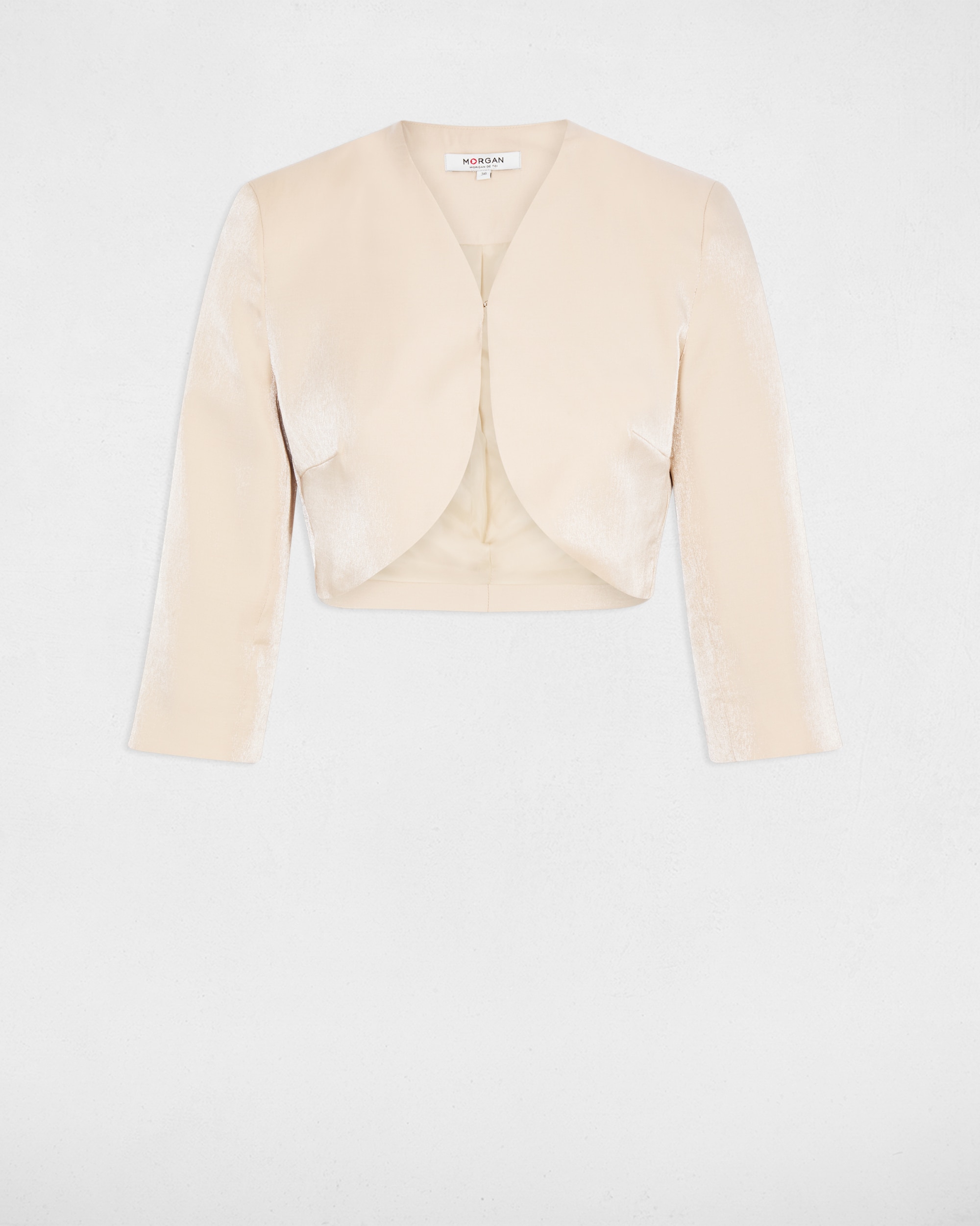 Chaqueta bolero de mujer entallado efecto satinado - Morgan - Beige Beige-5