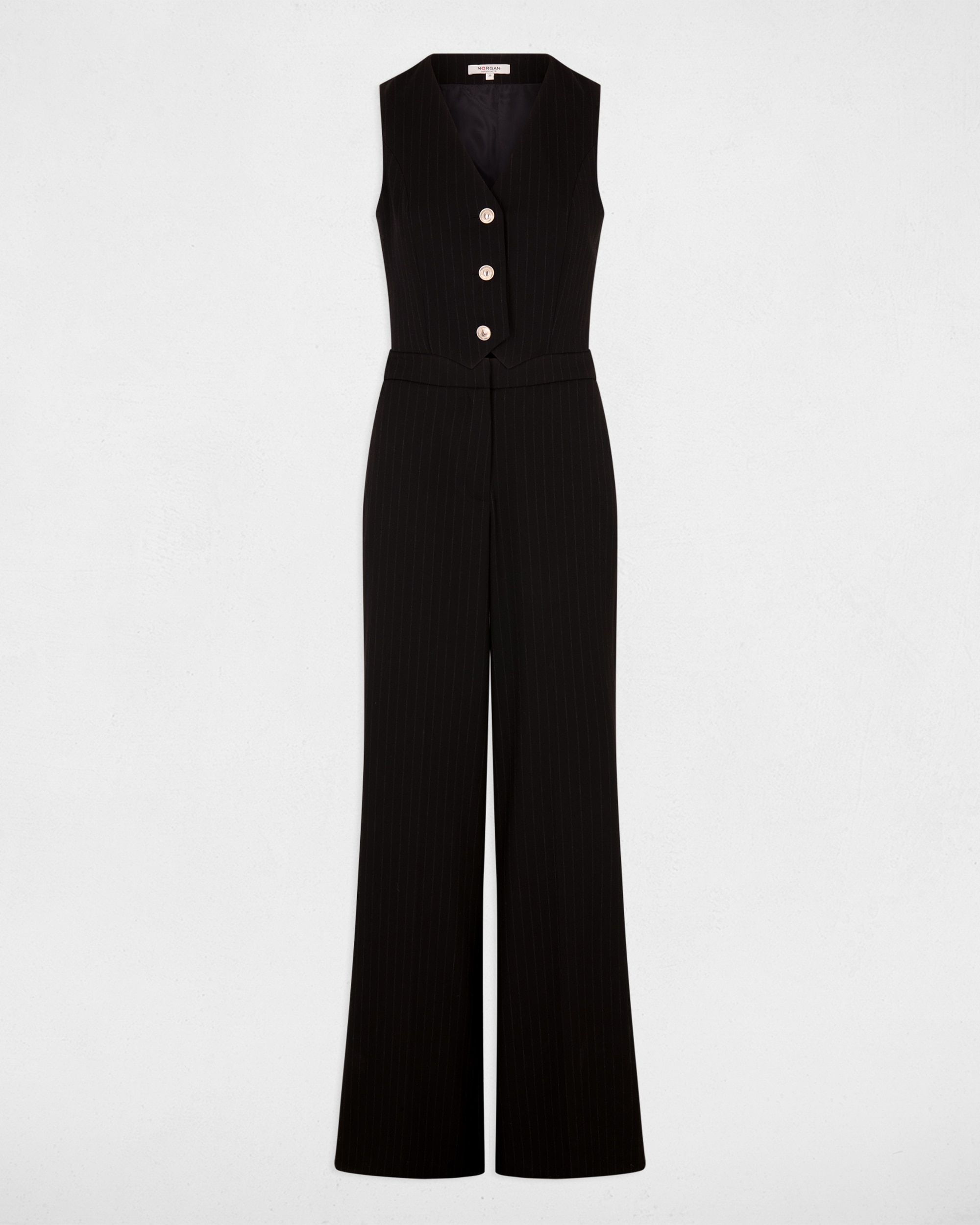 Pantalones anchos de mujer con rayas - Morgan - Negro Negro-2