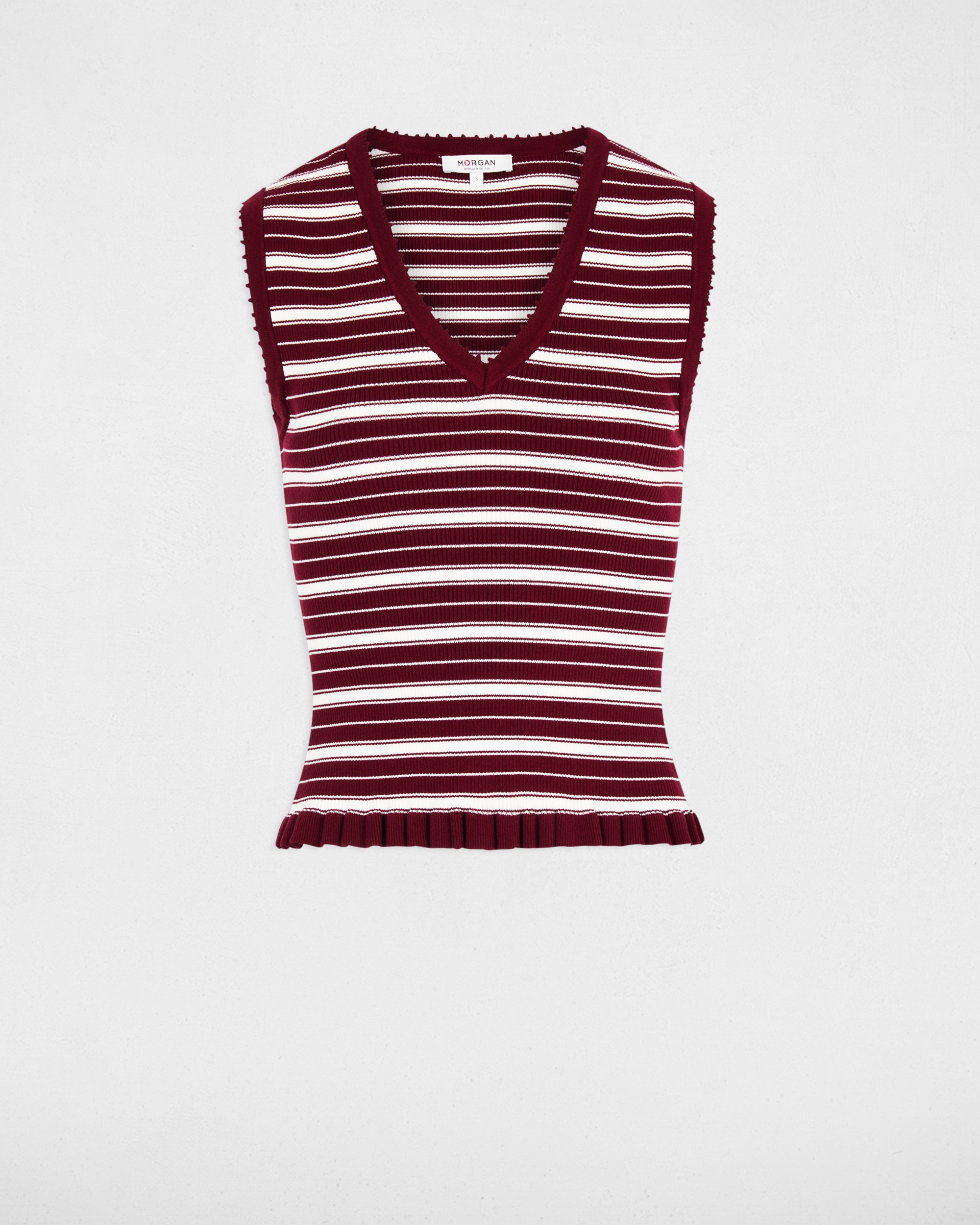 Top de mujer en punto con estampado de rayas - Morgan - Burdeos Burdeos-5
