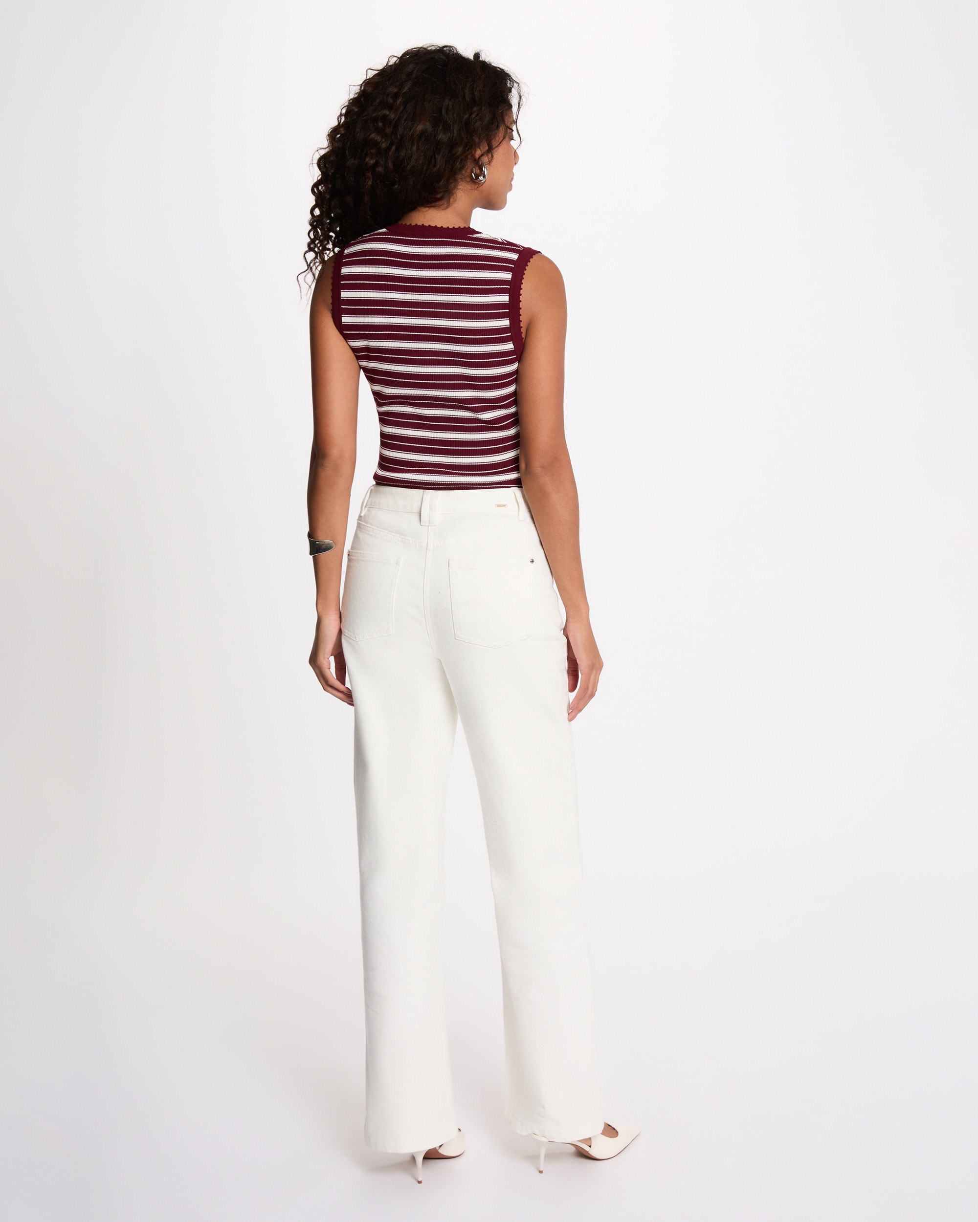 Top de mujer en punto con estampado de rayas - Morgan - Burdeos Burdeos-2