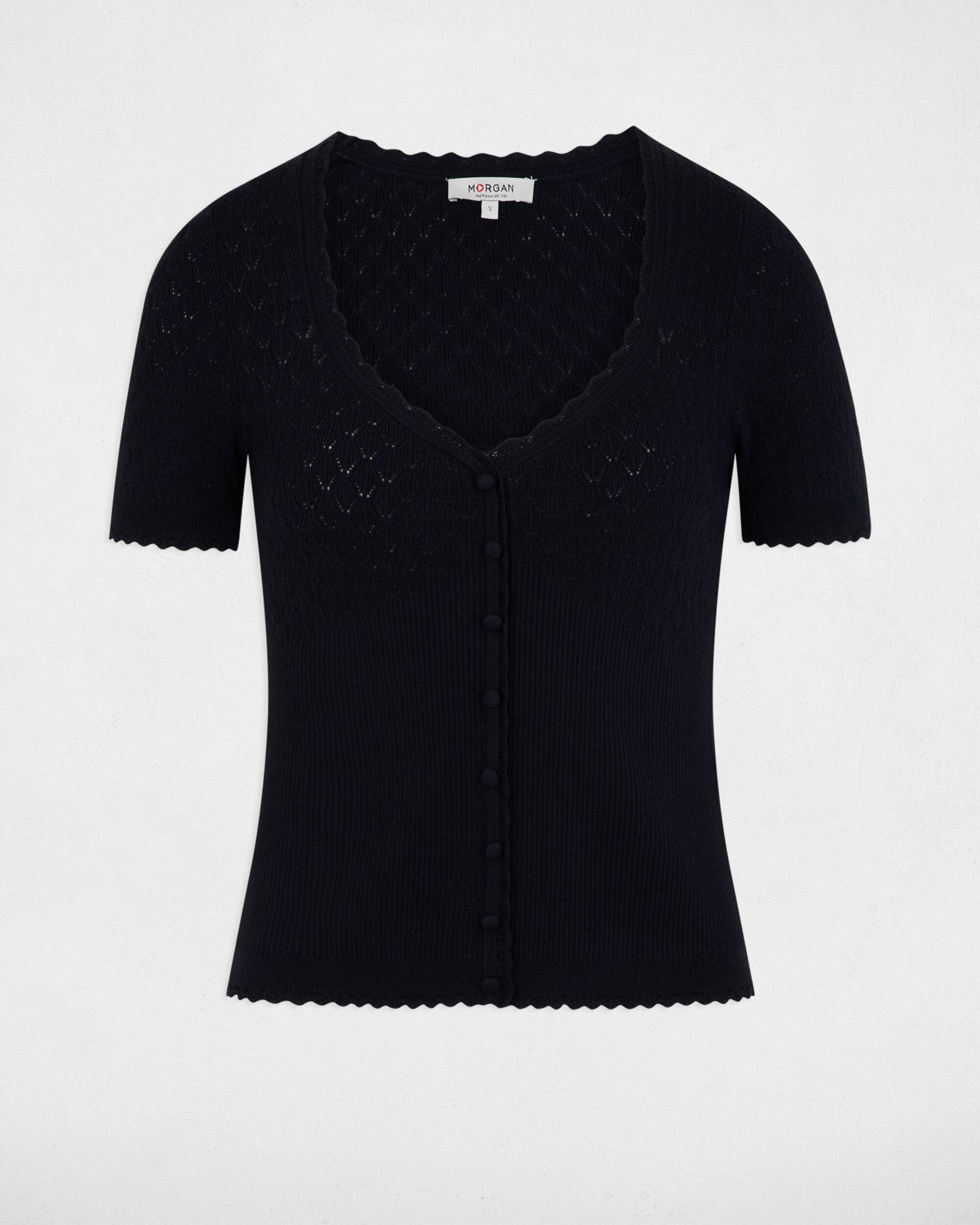 Jersey de mujer ajustado con cuello en V - Morgan - Azul marino Azul marino-5