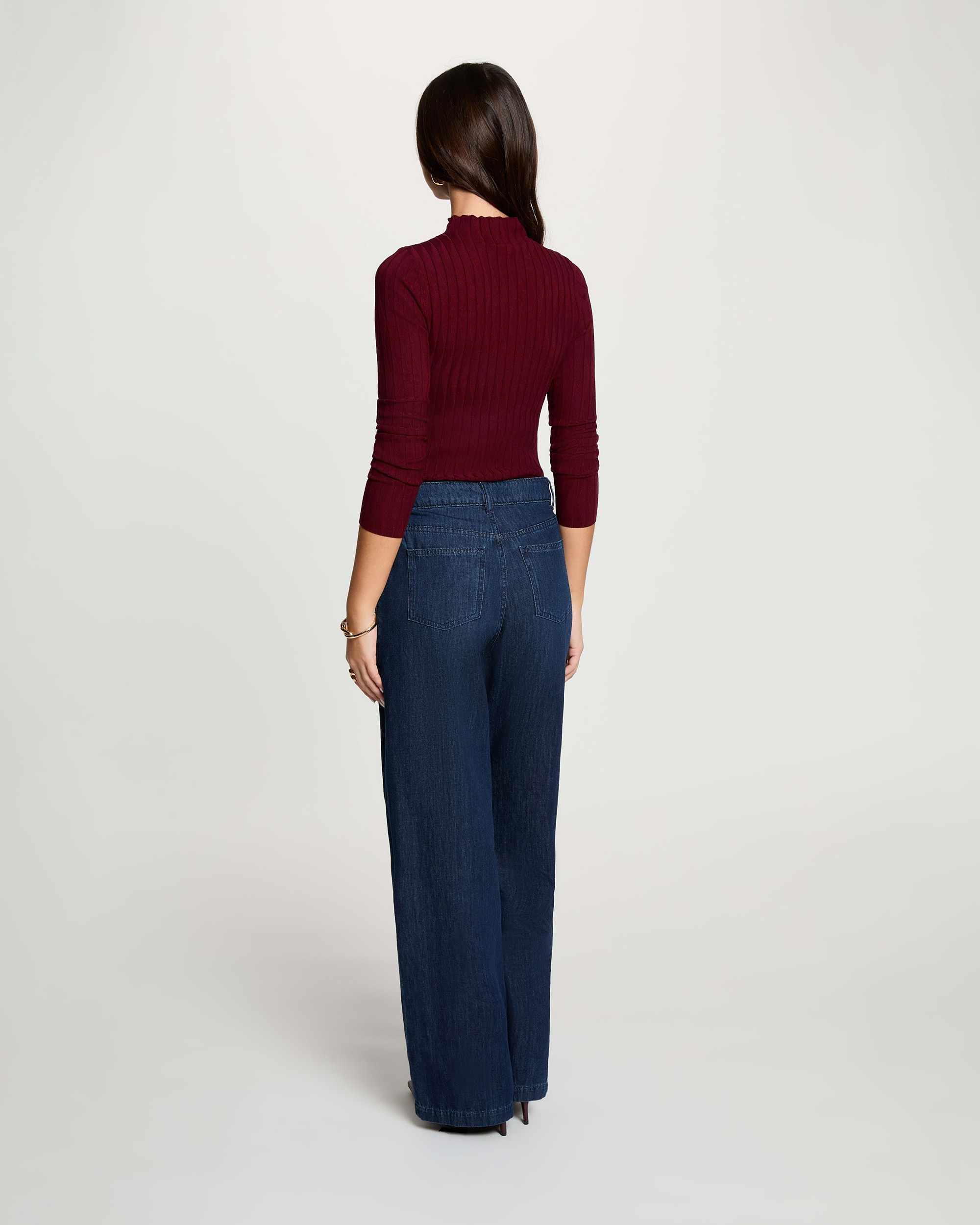 Jersey de mujer con cuello alto - Morgan - Burdeos Burdeos-2