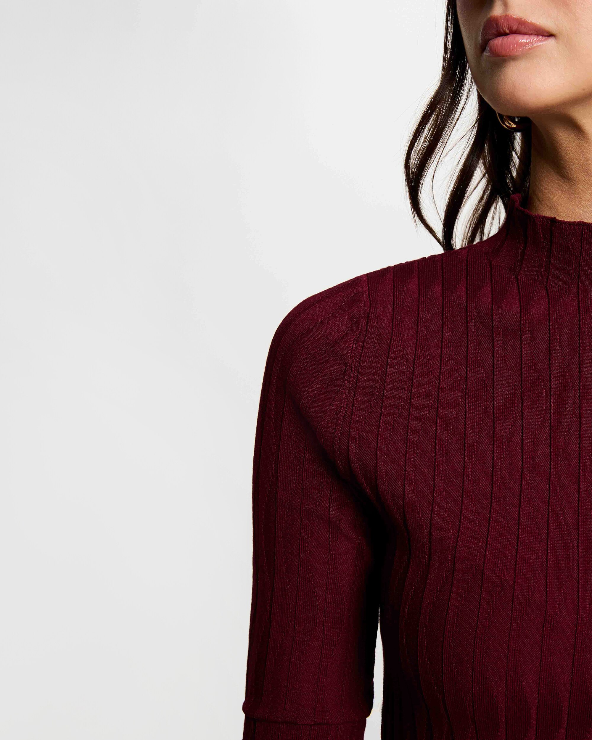 Jersey de mujer con cuello alto - Morgan - Burdeos Burdeos-4