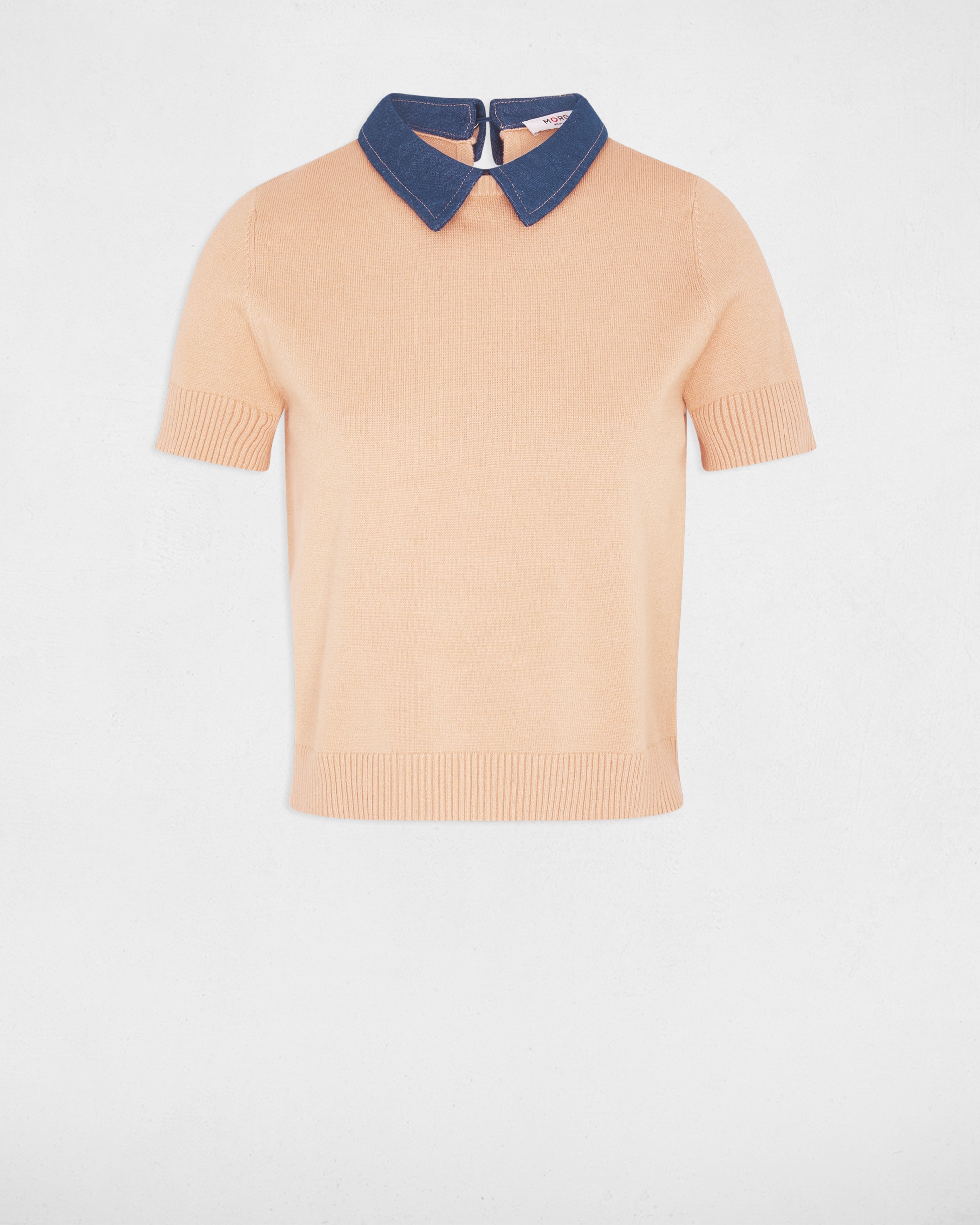 Jersey de mujer corto con cuello de camisa - Morgan - Camel Camel-5