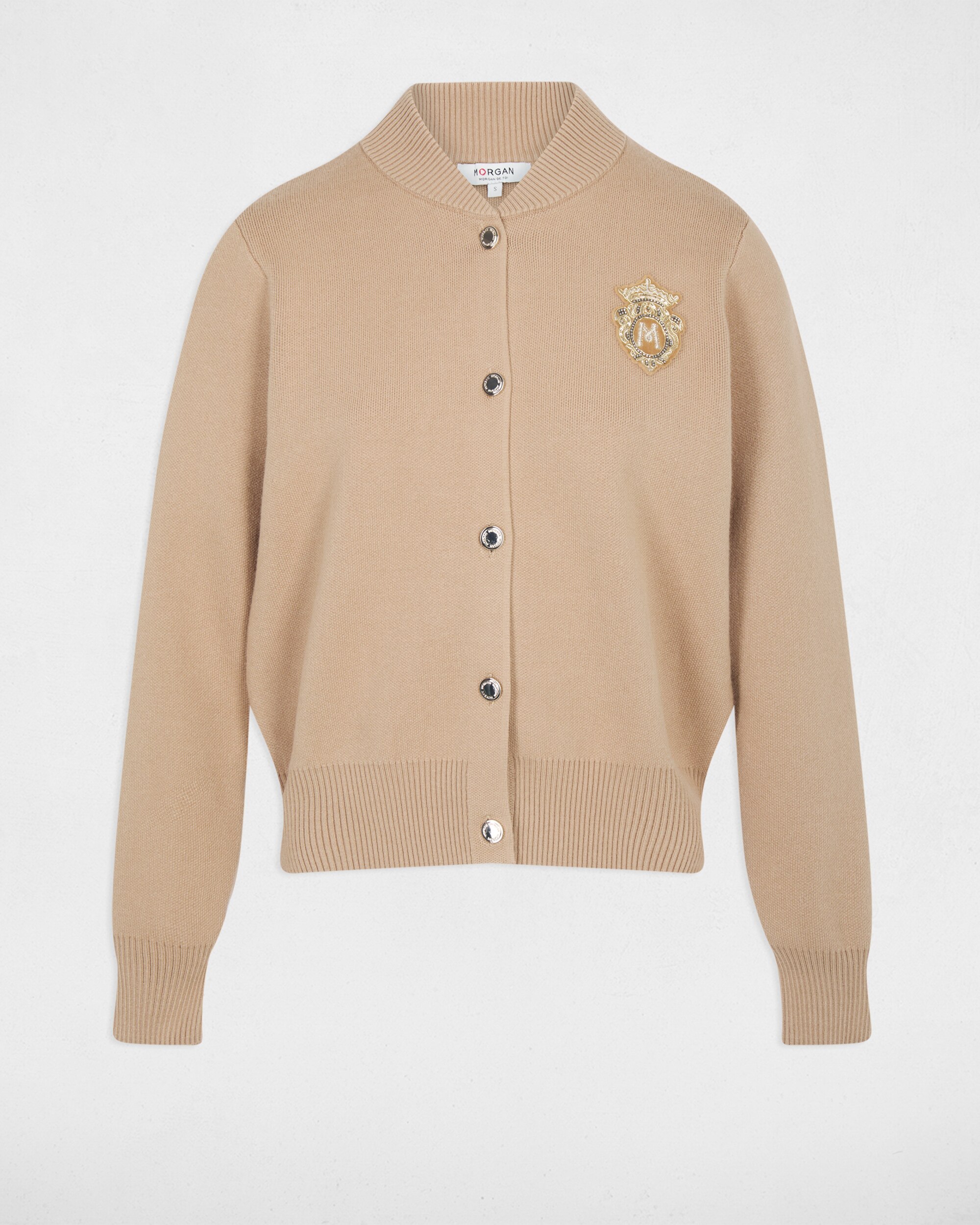 Cárdigan de mujer con logo bordado - Morgan - Camel Camel-5