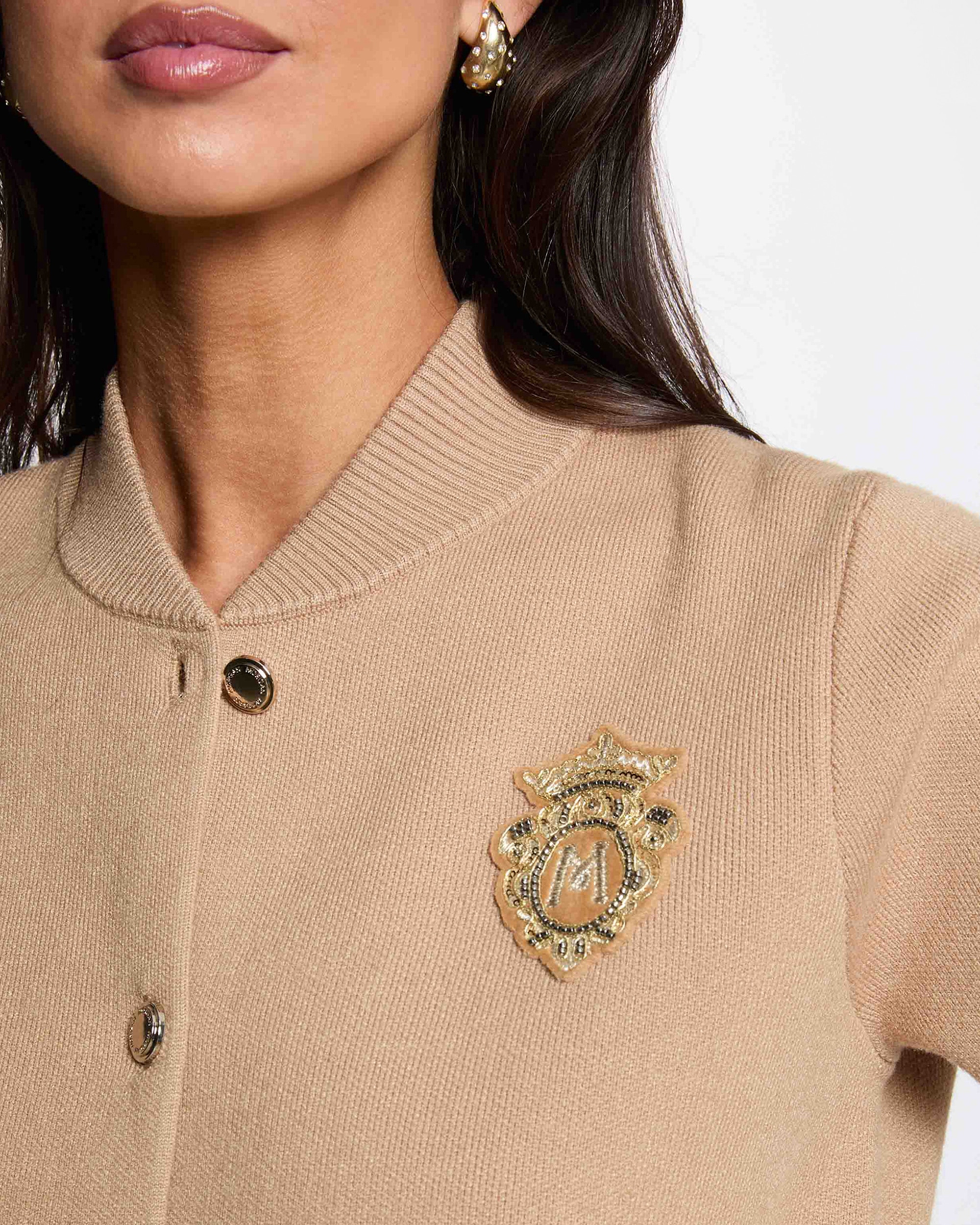 Cárdigan de mujer con logo bordado - Morgan - Camel Camel-4