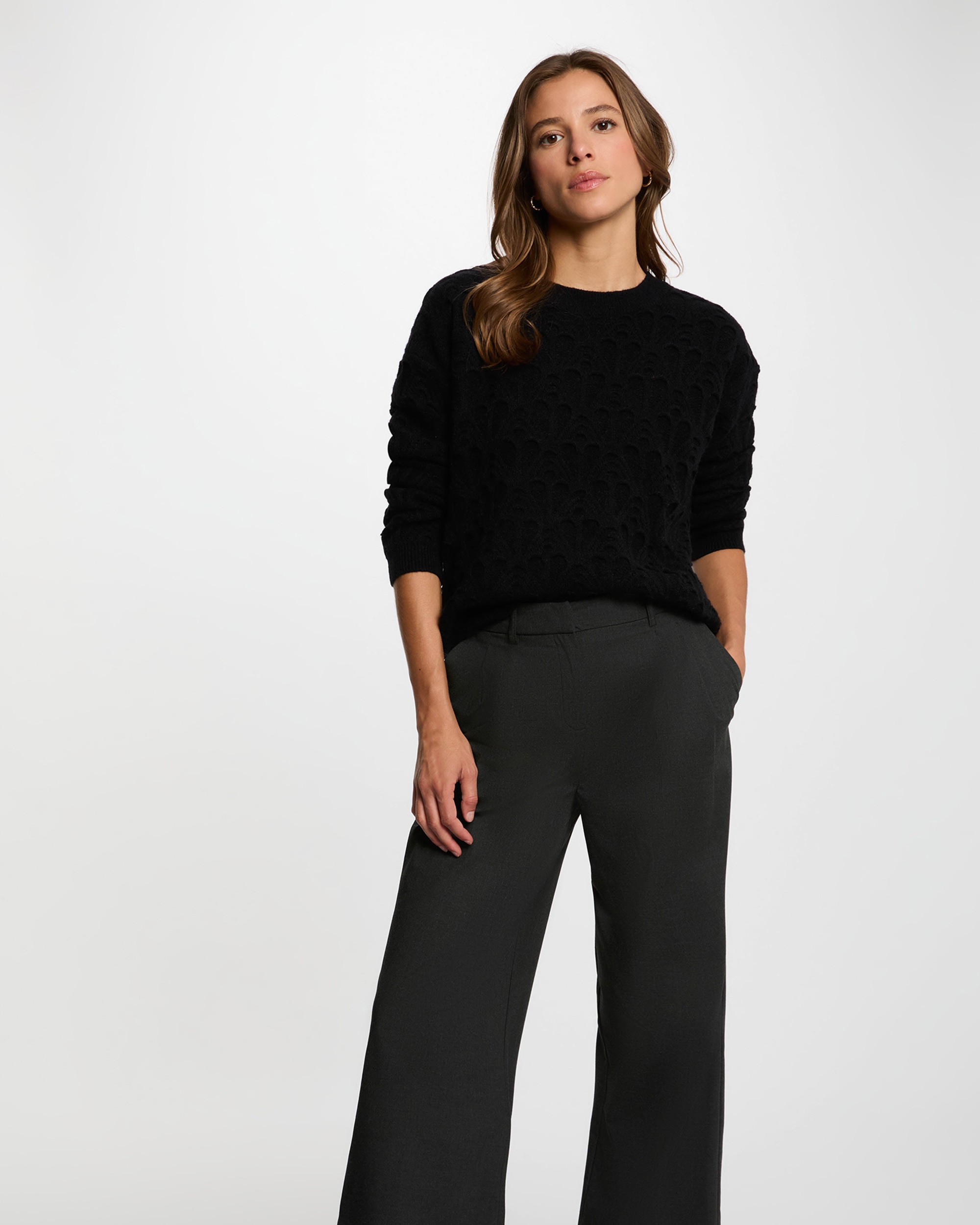 Jersey de mujer con punto calado - Morgan - Negro Negro-1