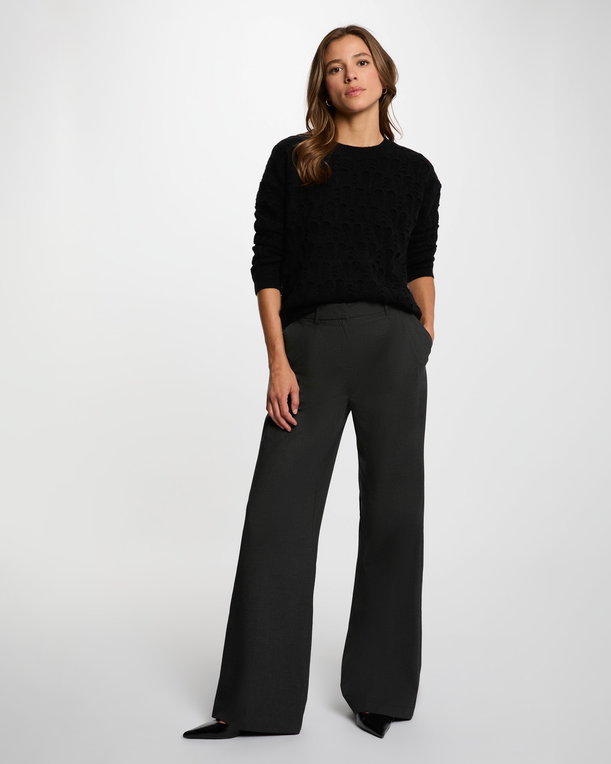 Jersey de mujer con punto calado - Morgan - Negro Negro-3