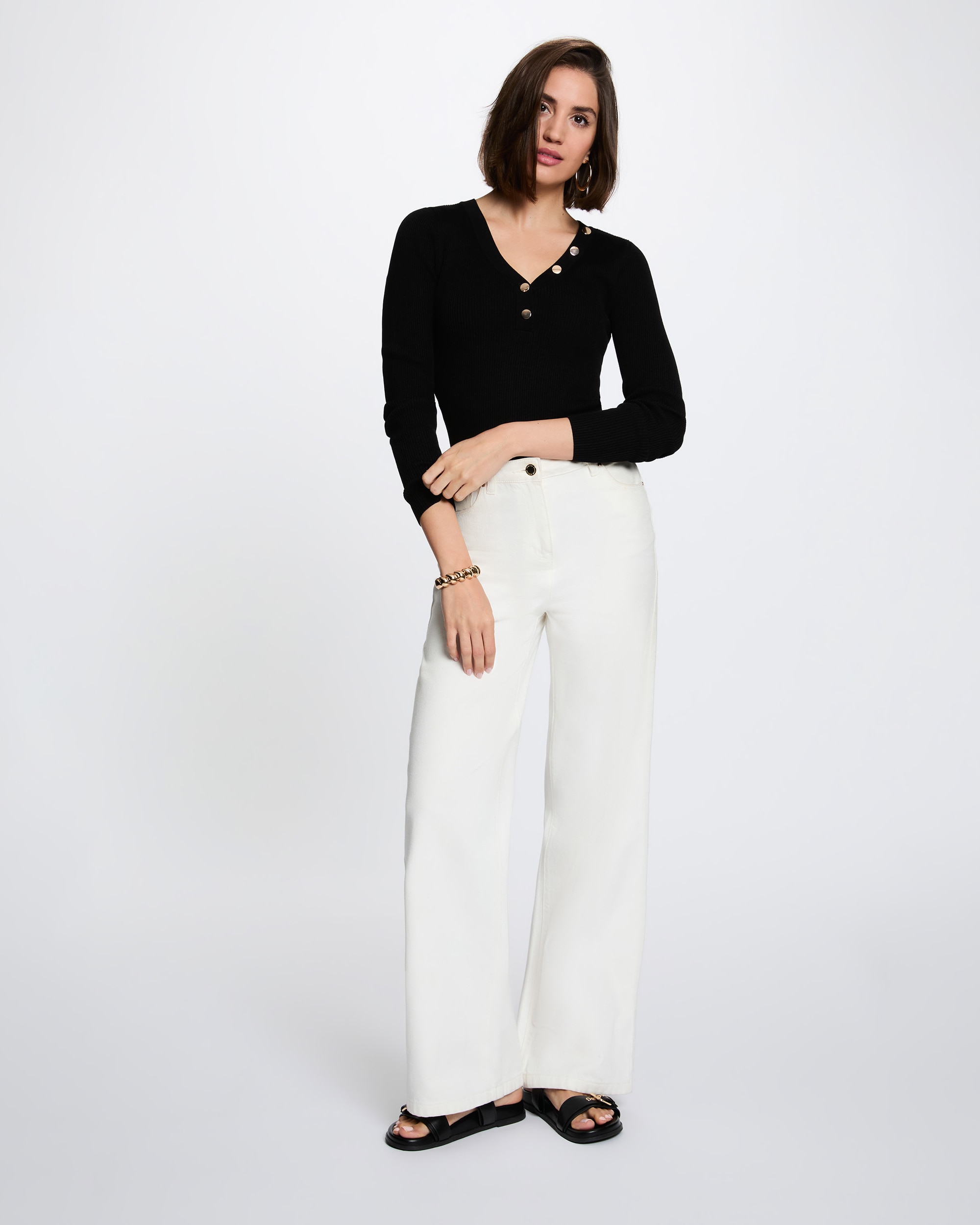 Jersey de mujer con escote pico - Morgan - Negro Negro-3