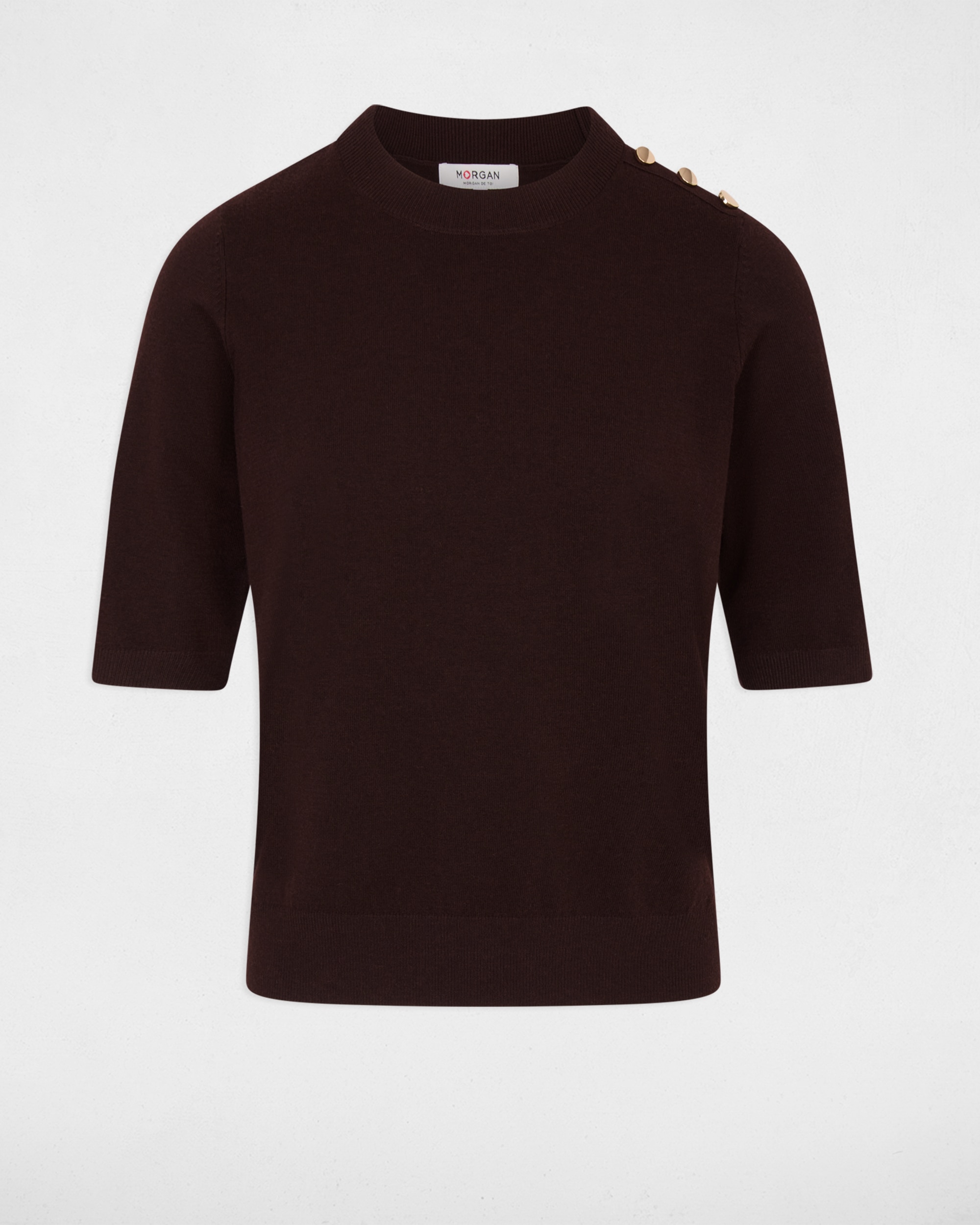 Jersey de mujer en lana - Morgan - Marrón oscuro Marrón oscuro-5
