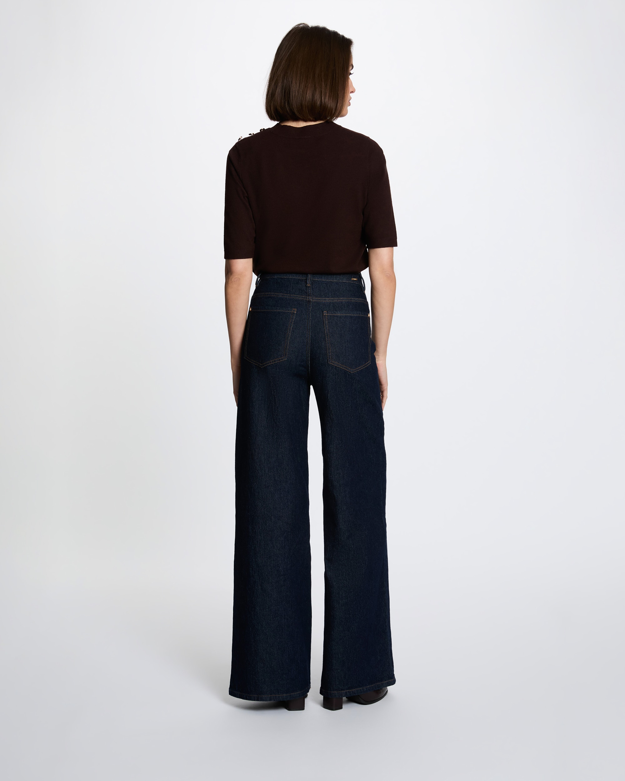 Jersey de mujer en lana - Morgan - Marrón oscuro Marrón oscuro-2