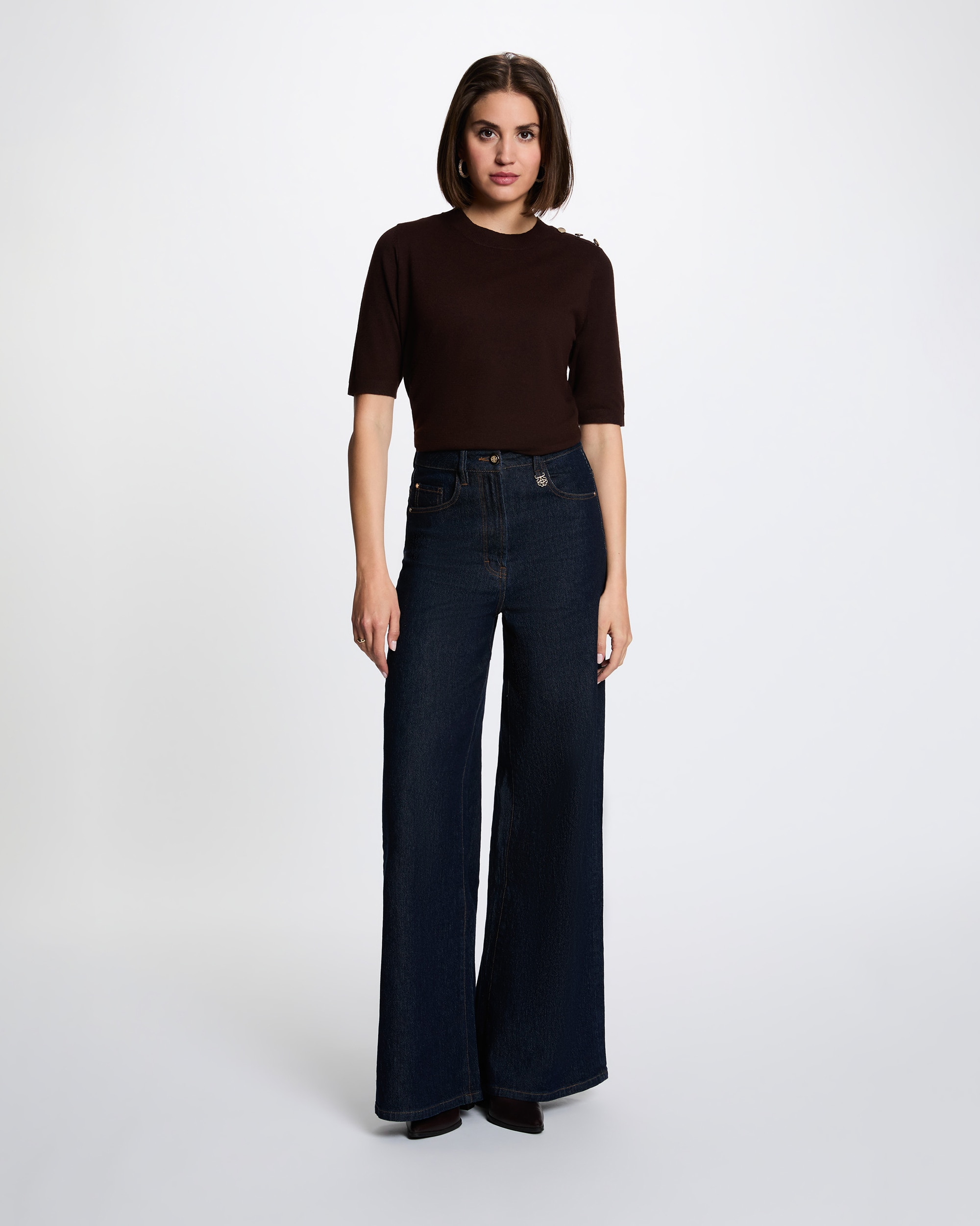 Jersey de mujer en lana - Morgan - Marrón oscuro Marrón oscuro-3