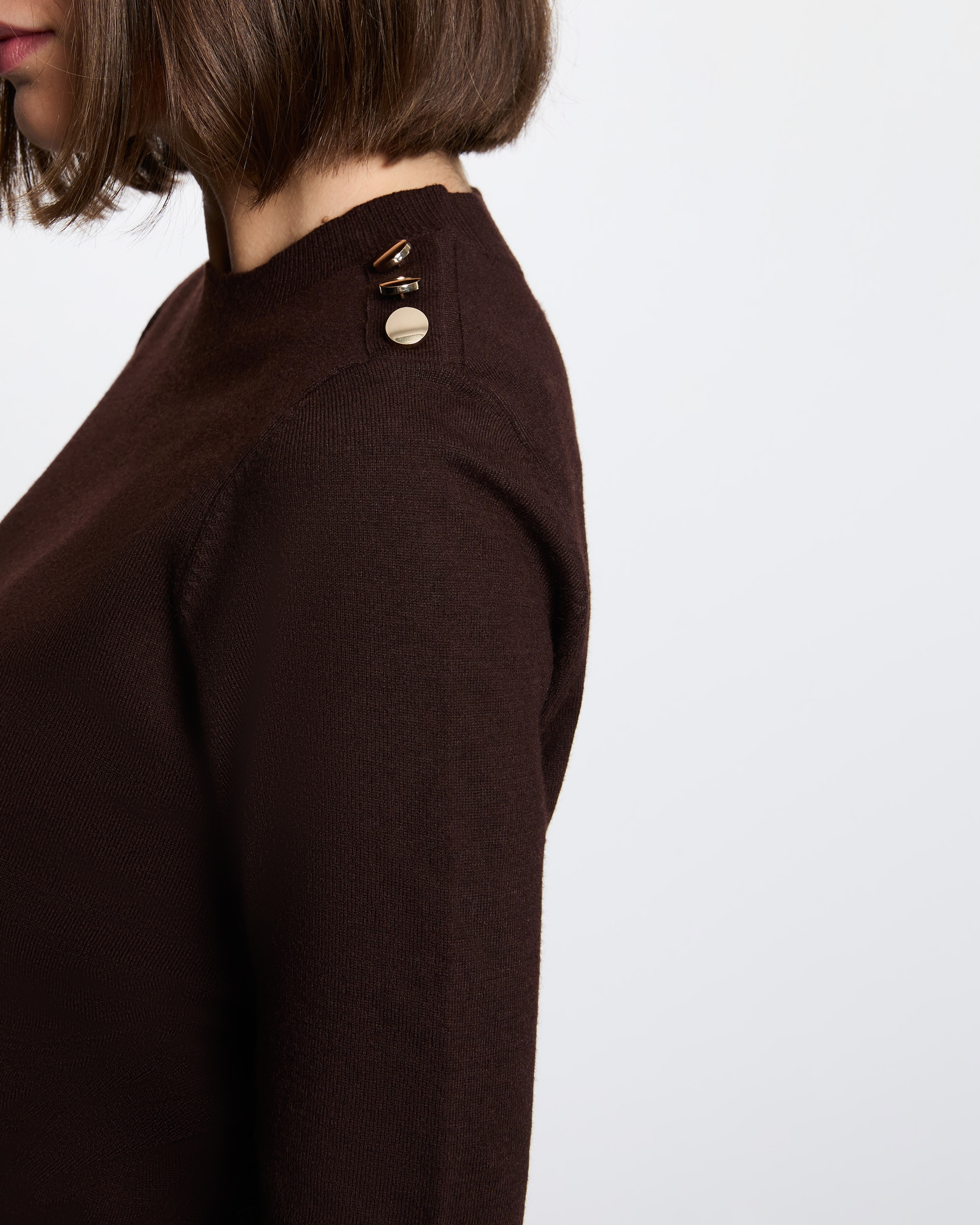 Jersey de mujer en lana - Morgan - Marrón oscuro Marrón oscuro-4