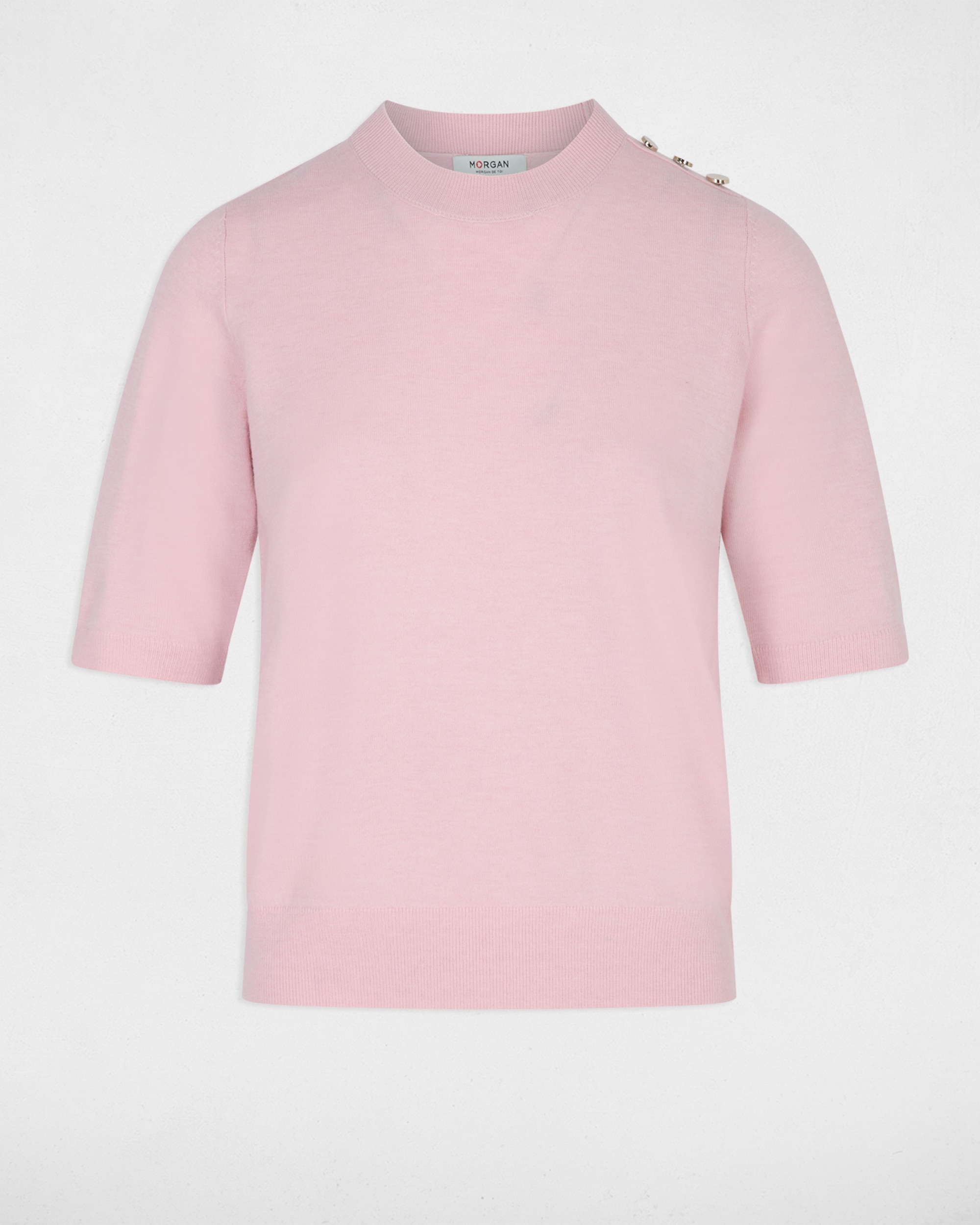 Jersey de mujer en lana - Morgan - Rosa pastel Rosa pastel-5