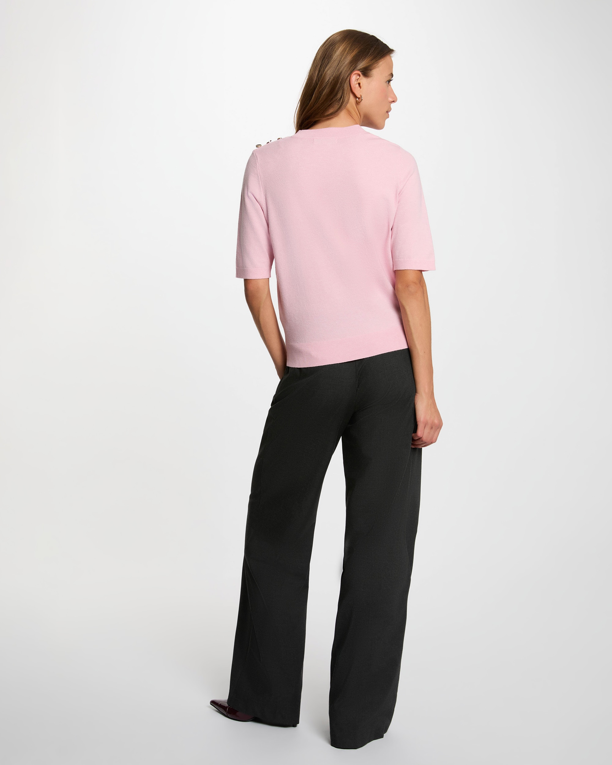 Jersey de mujer en lana - Morgan - Rosa pastel Rosa pastel-2