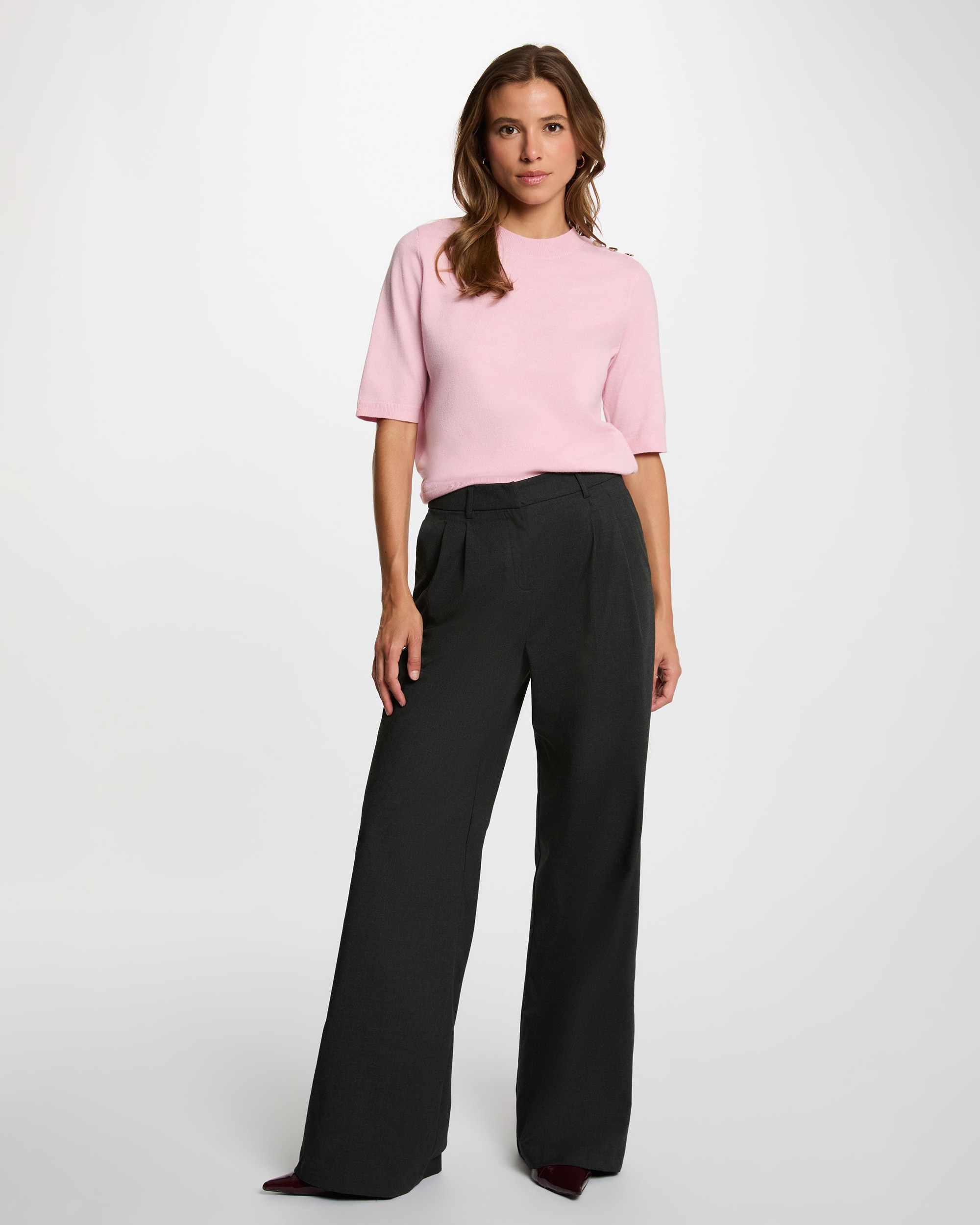 Jersey de mujer en lana - Morgan - Rosa pastel Rosa pastel-3